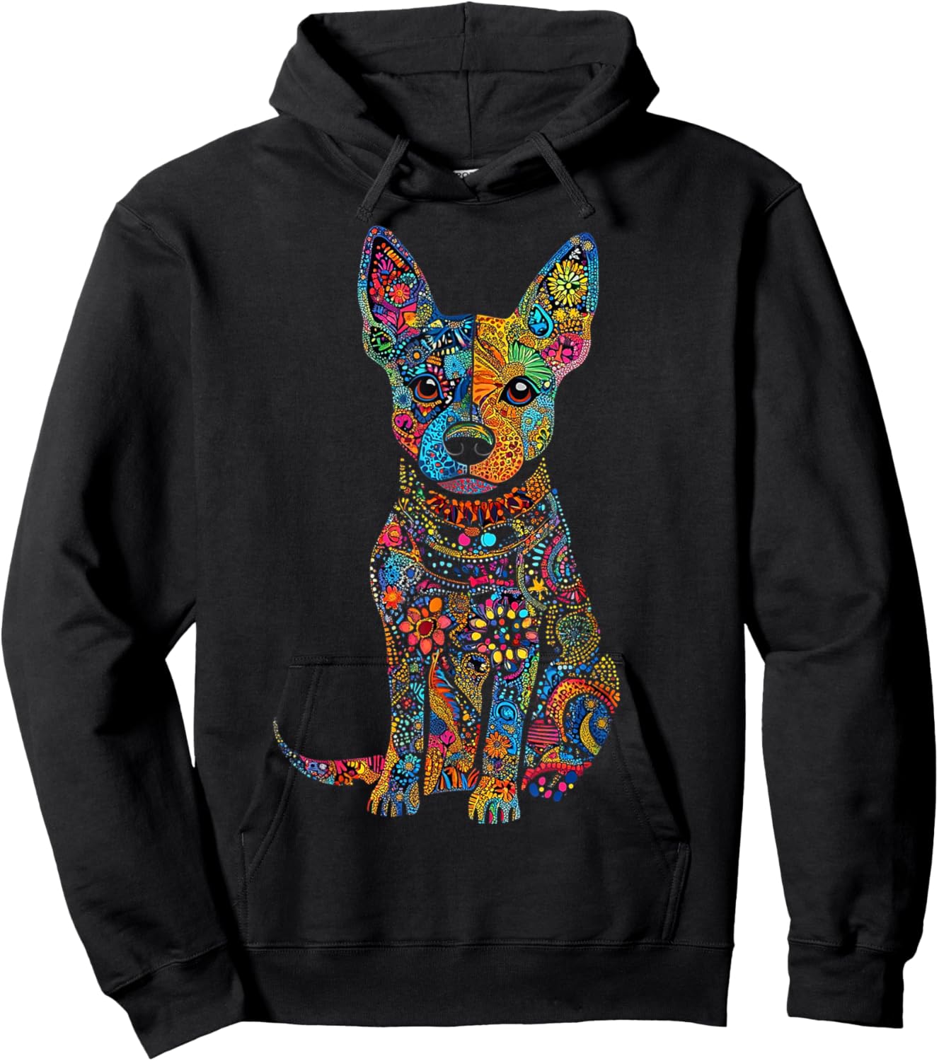 Cattle Dog Graphic Pet Illustration Mandala Cattle Hoodie - Hoodie | Black