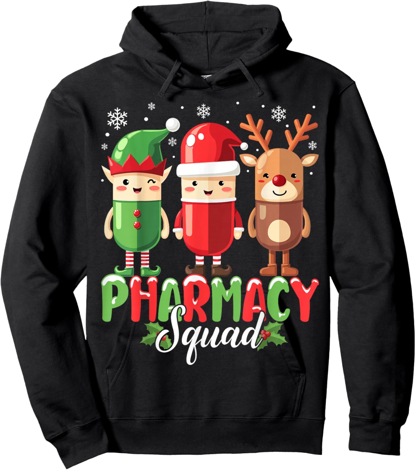 Pharmacy Squad Christmas Costume Funny Pills Pharmacist Hoodie - Hoodie | Black