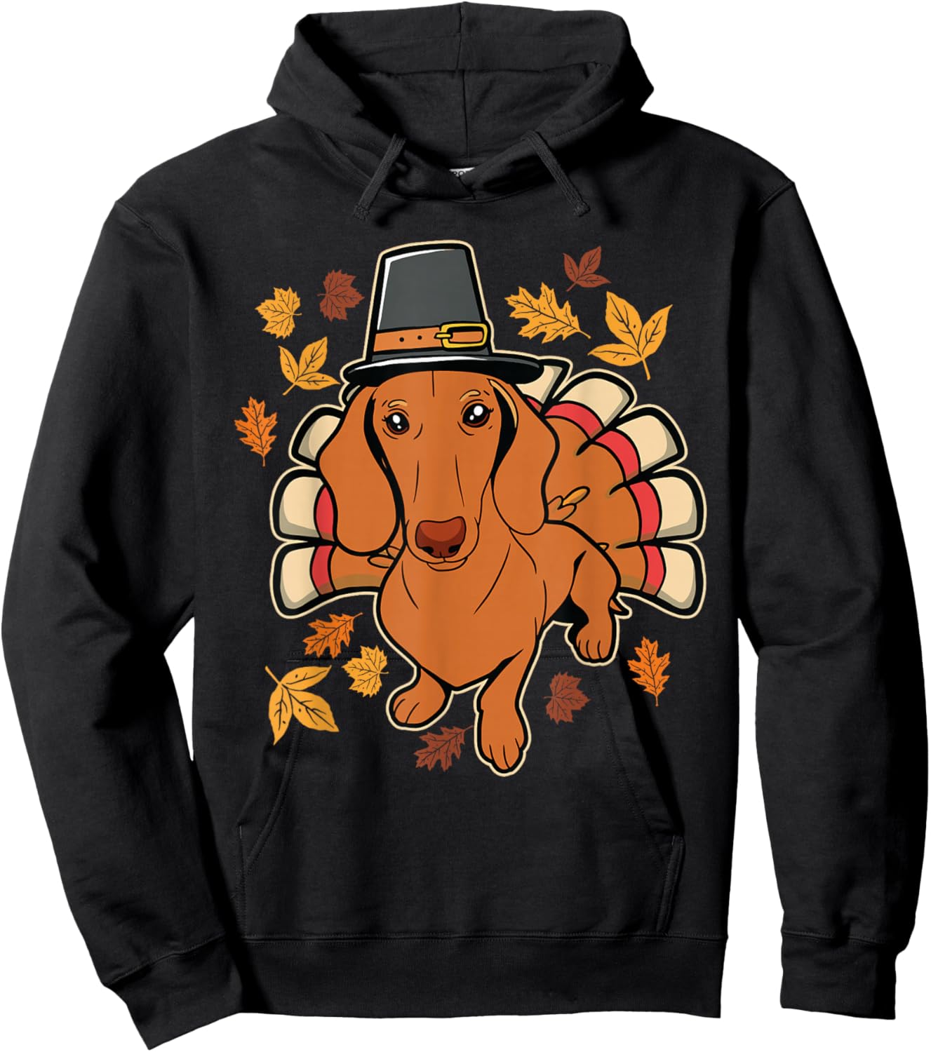 Dachshund Scarf Thanksgiving Hoodie - Hoodie | Black