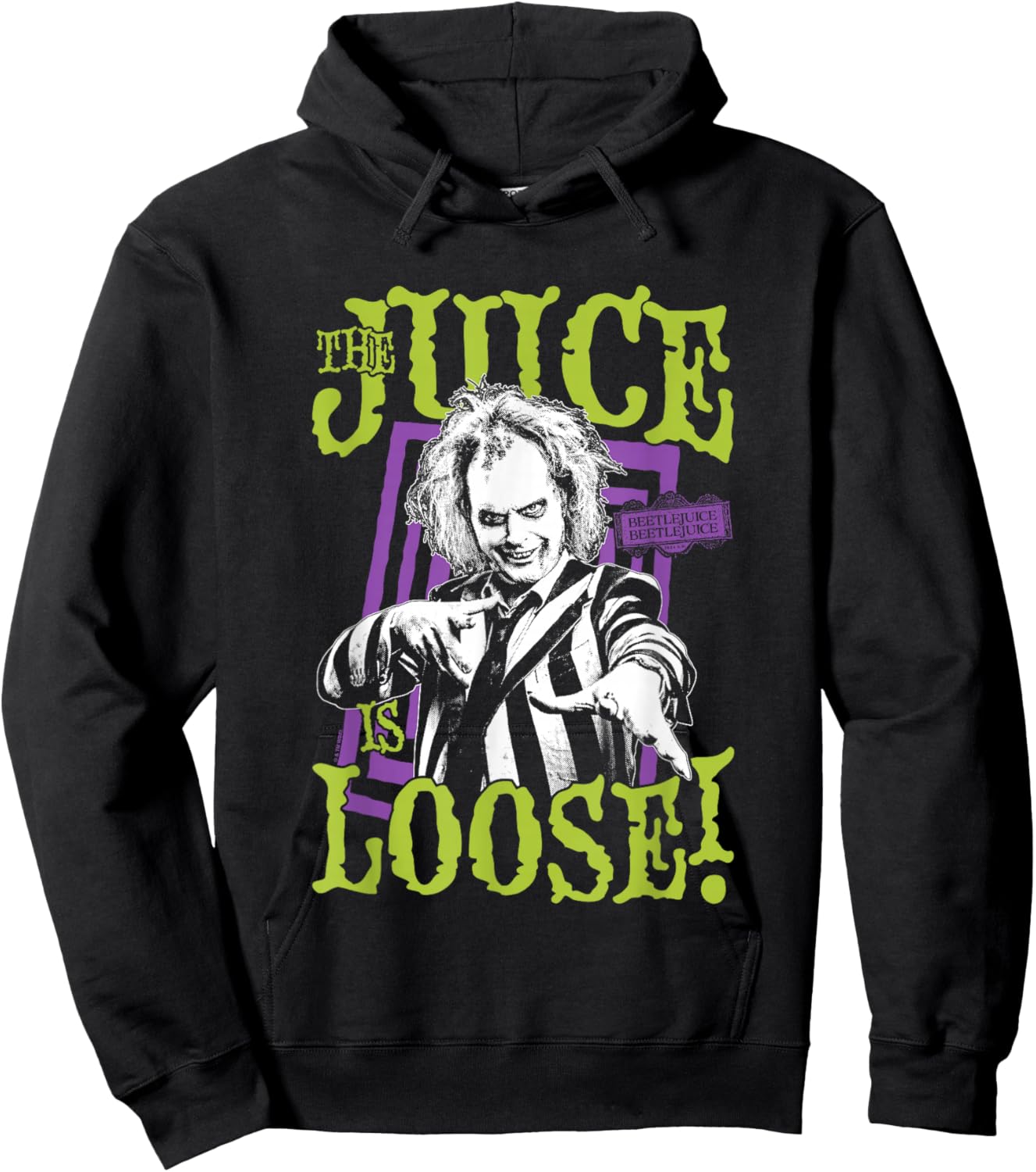 Beetlejuice Beetlejuice The Juice Is Loose! Big Chest Poster Hoodie - Hoodie | Black