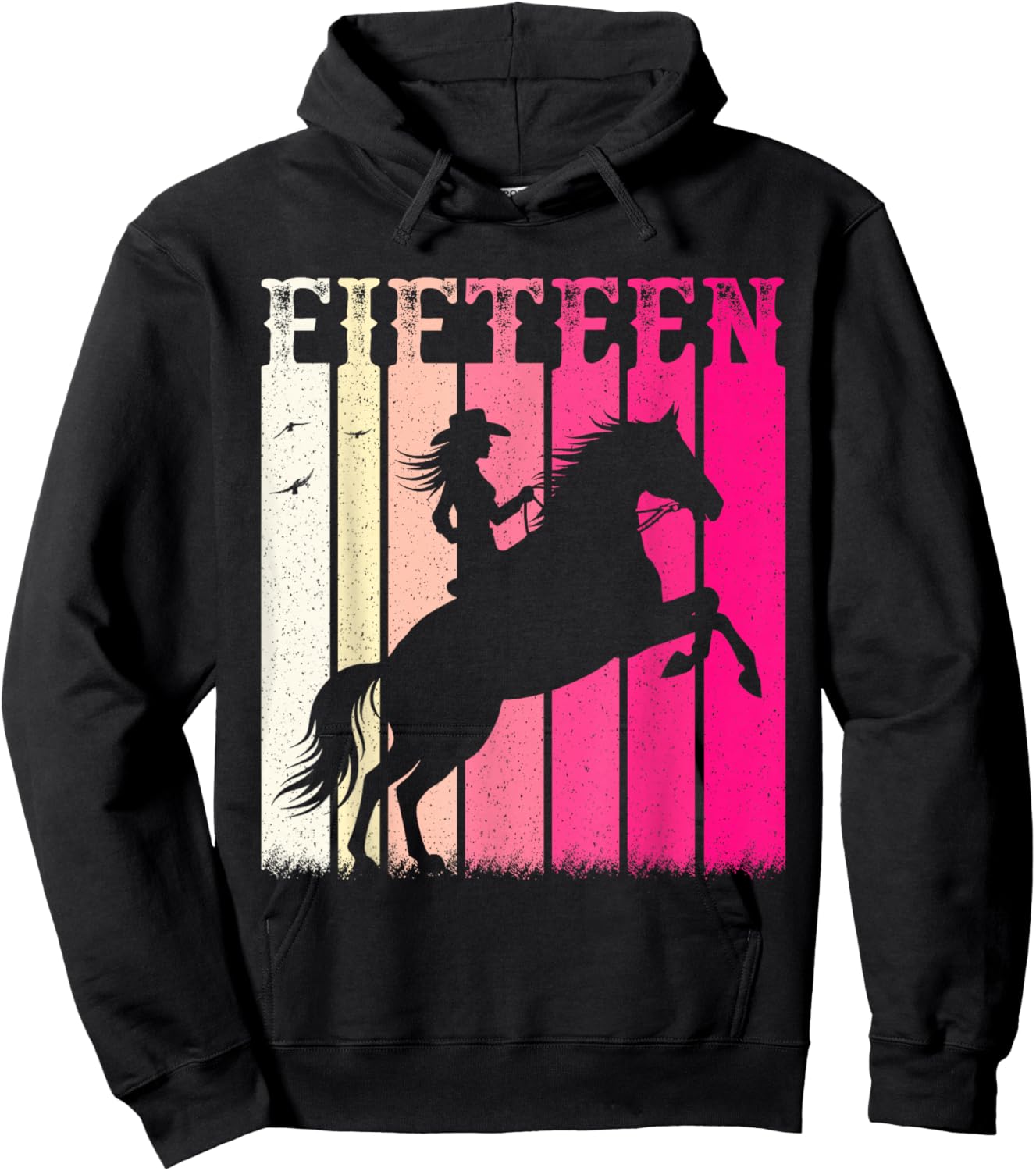 Rodeo 15th Birthday Horse Girls Cowgirl 15 Year Old Western Hoodie - Hoodie | Black