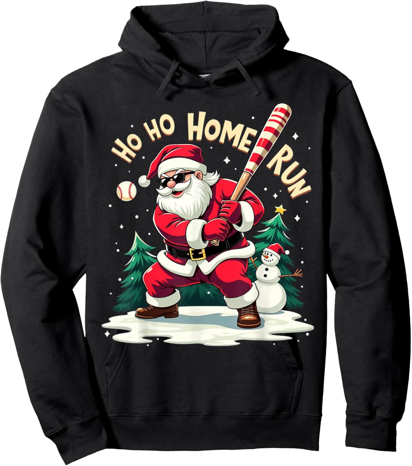 Ho Ho Home Run Santa Baseball Player Batter Christmas Hoodie - Hoodie | Black