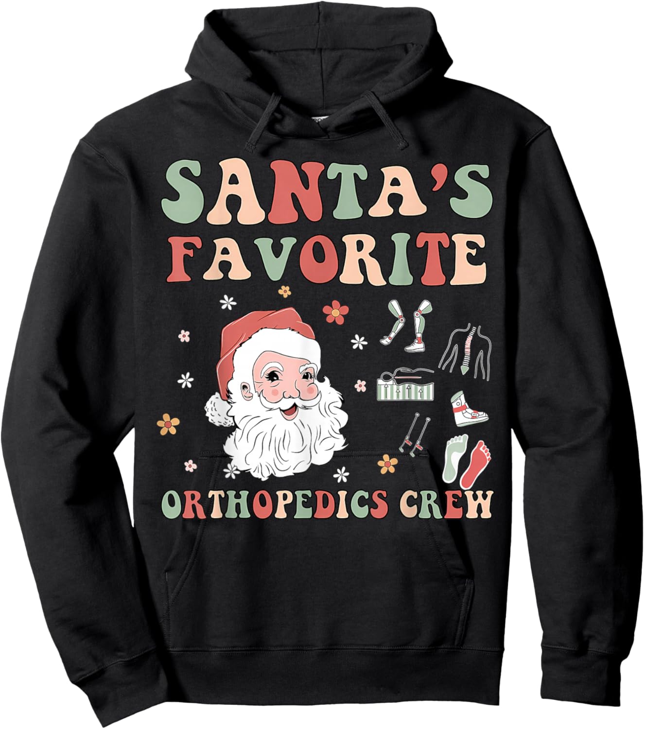 Santa's Favorite Ortho Squad Christmas Orthopedics Nurse RN Hoodie - Hoodie | Black