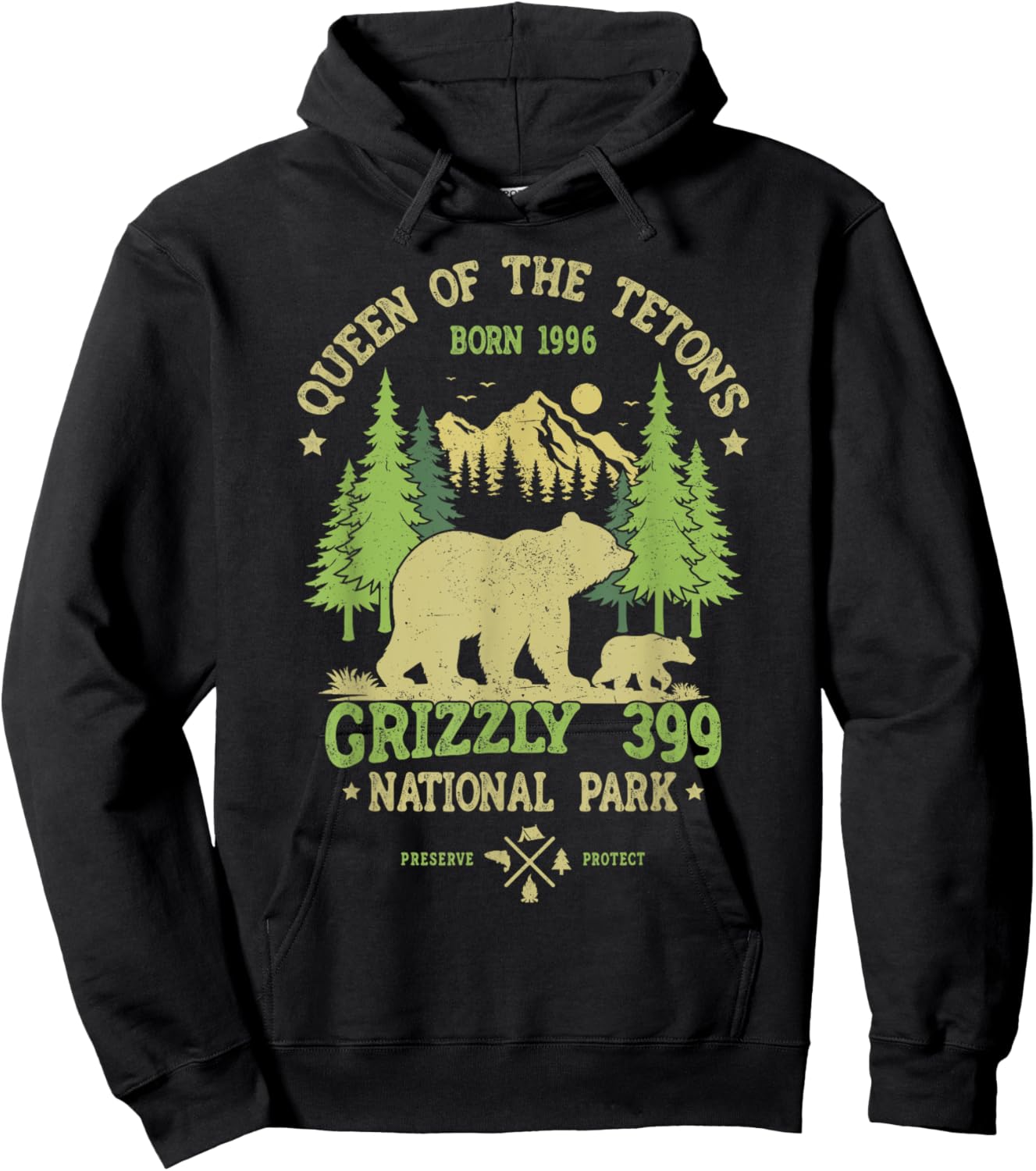 Bear Lovers Queen Of The Tetons Grizzly 399 National Park Hoodie - Hoodie | Black