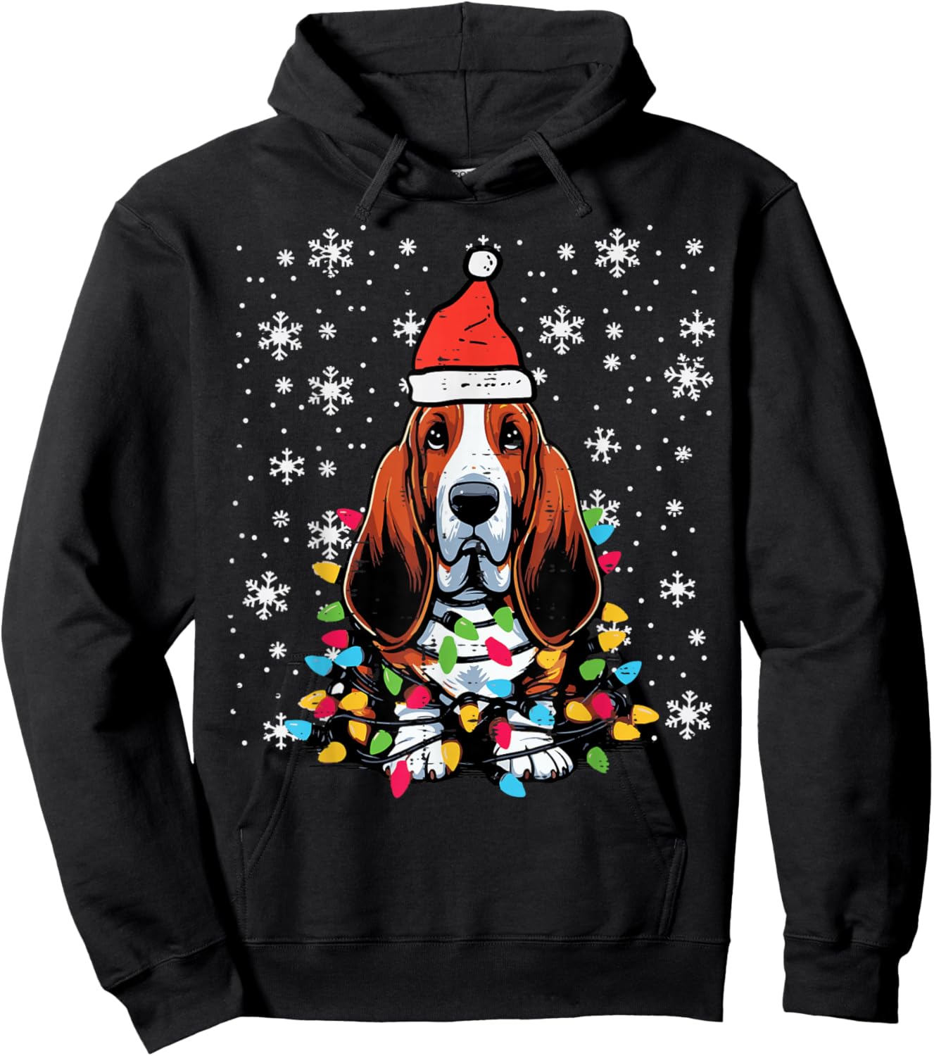 Christmas Basset Hound Cute Xmas Dog Owner Men Women Kids Hoodie - Hoodie | Black