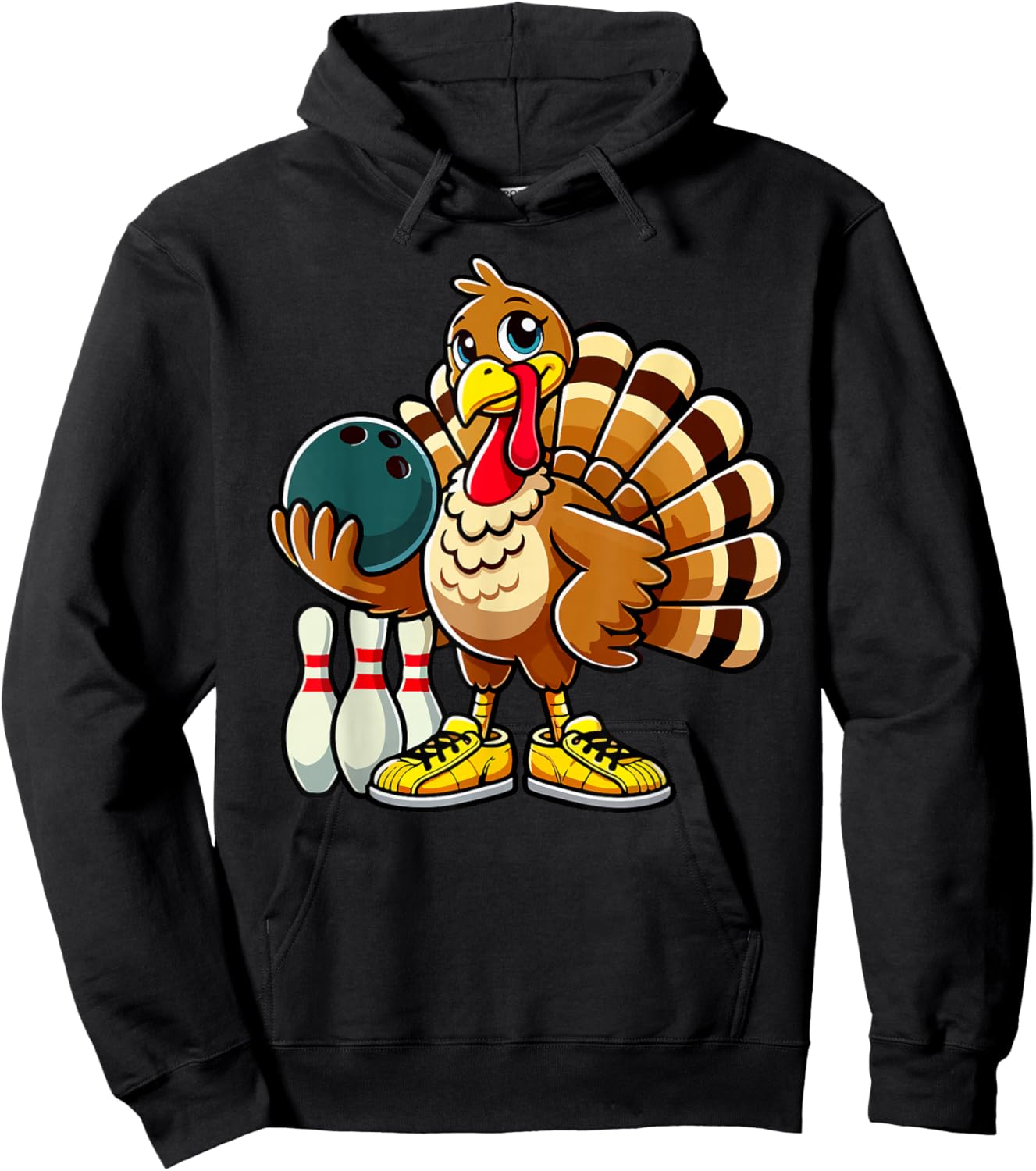 Thanksgiving Bowling Shirt Men Women Funny Turkey Bowling Hoodie - Hoodie | Black