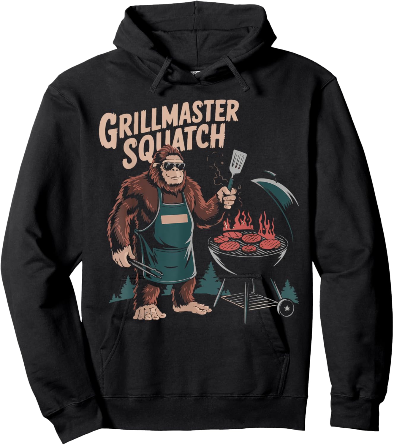 Grillmaster Sasquatch BBQ Lover Funny Grilling Barbeque Hoodie - Hoodie | Black