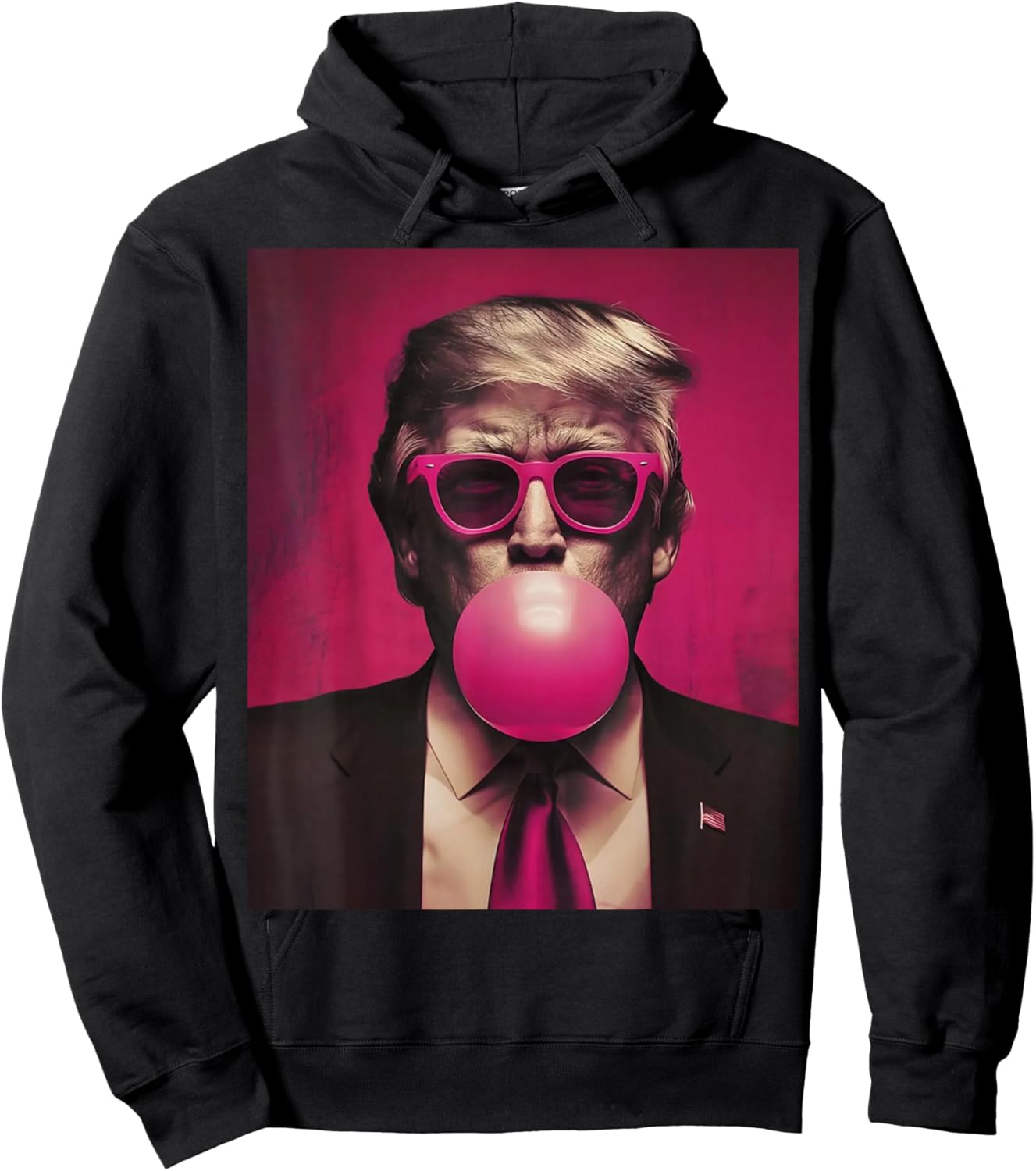 Trump Pink Bubblegum Trump Blowing Bubble Gum Vote Trump Hoodie - Hoodie | Black