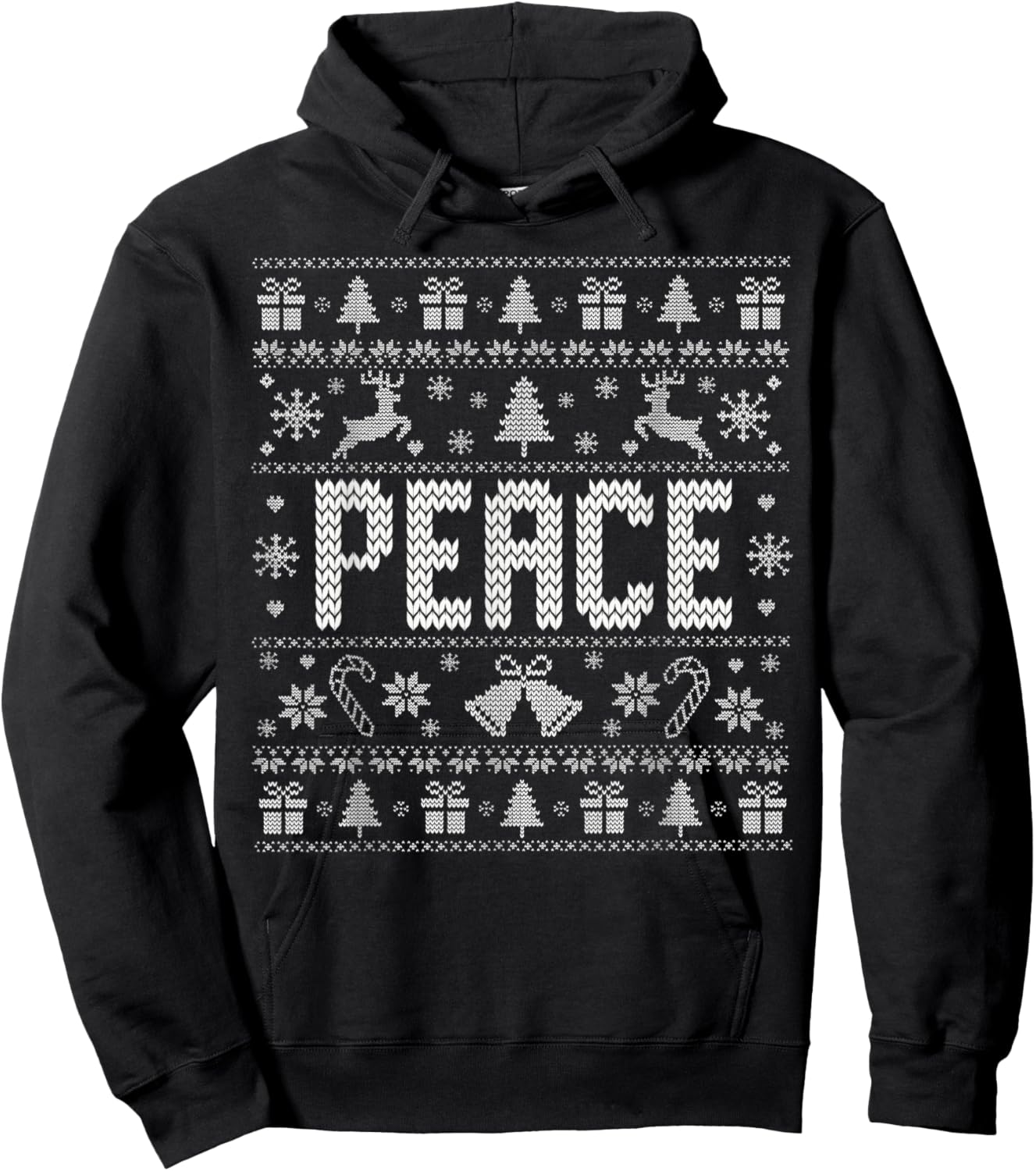 Peace I Come In Peace Merry Christmas Pajamas Couples Ugly Hoodie - Hoodie | Black