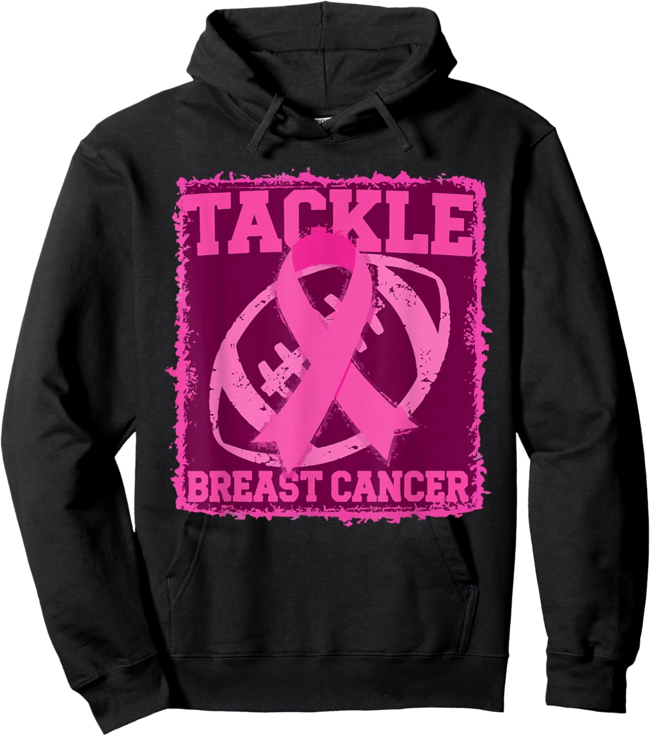 Tackle Breast Cancer Pink Ribbon American Fantasy Football Hoodie - Hoodie | Black