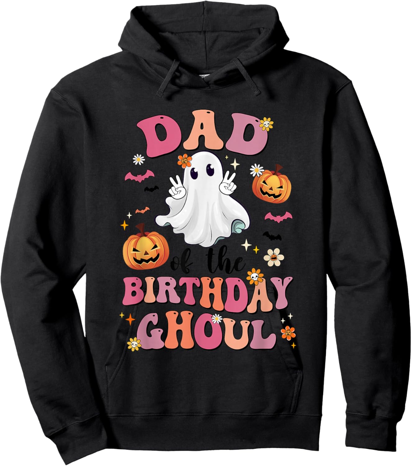 Dad Of The Birthday Ghoul Halloween Bday Boys Girls Ghost Hoodie - Hoodie | Black