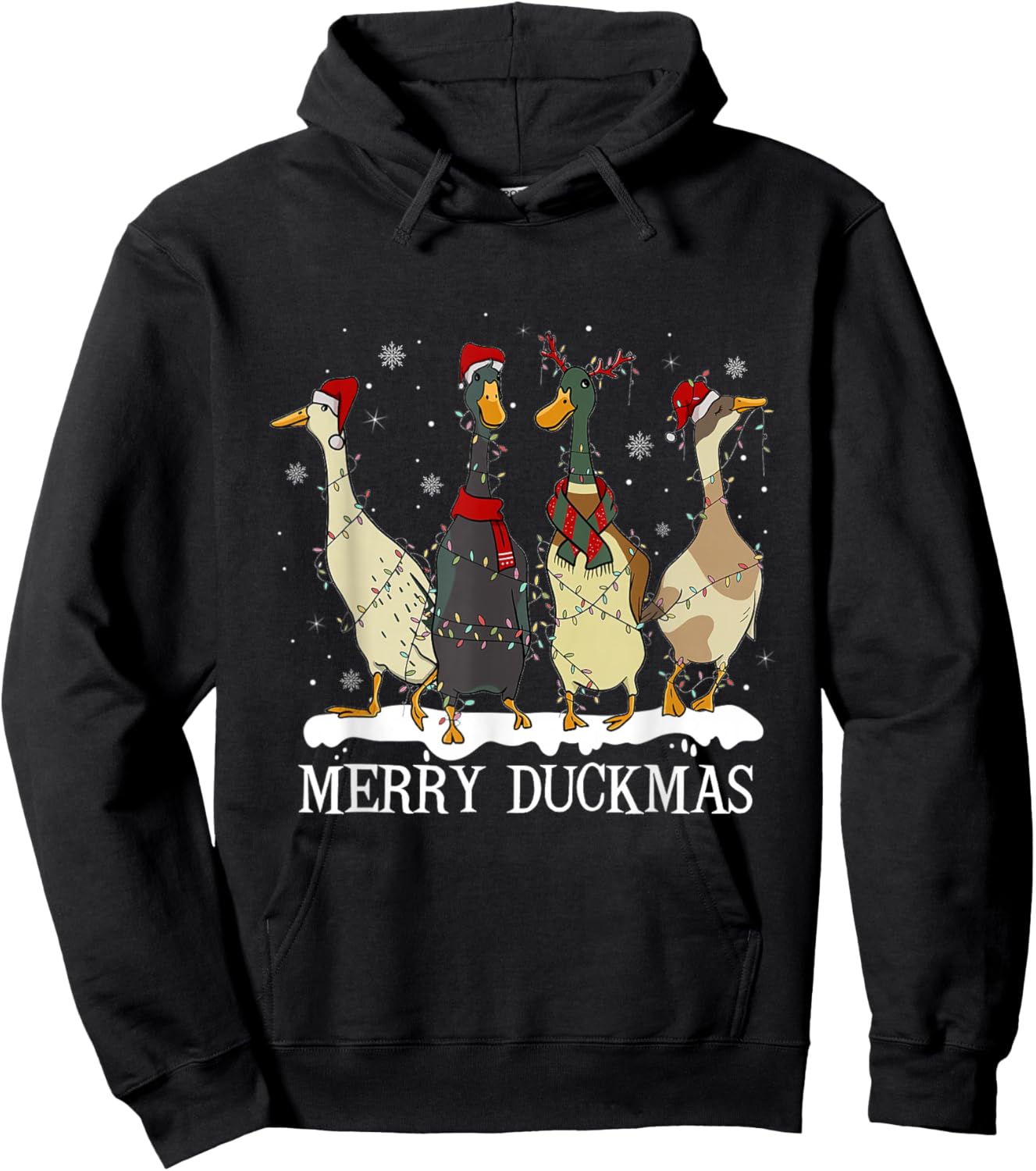 Merry Duckmas Funny Ducks Christmas Holiday Duck Lover Hoodie - Hoodie | Black