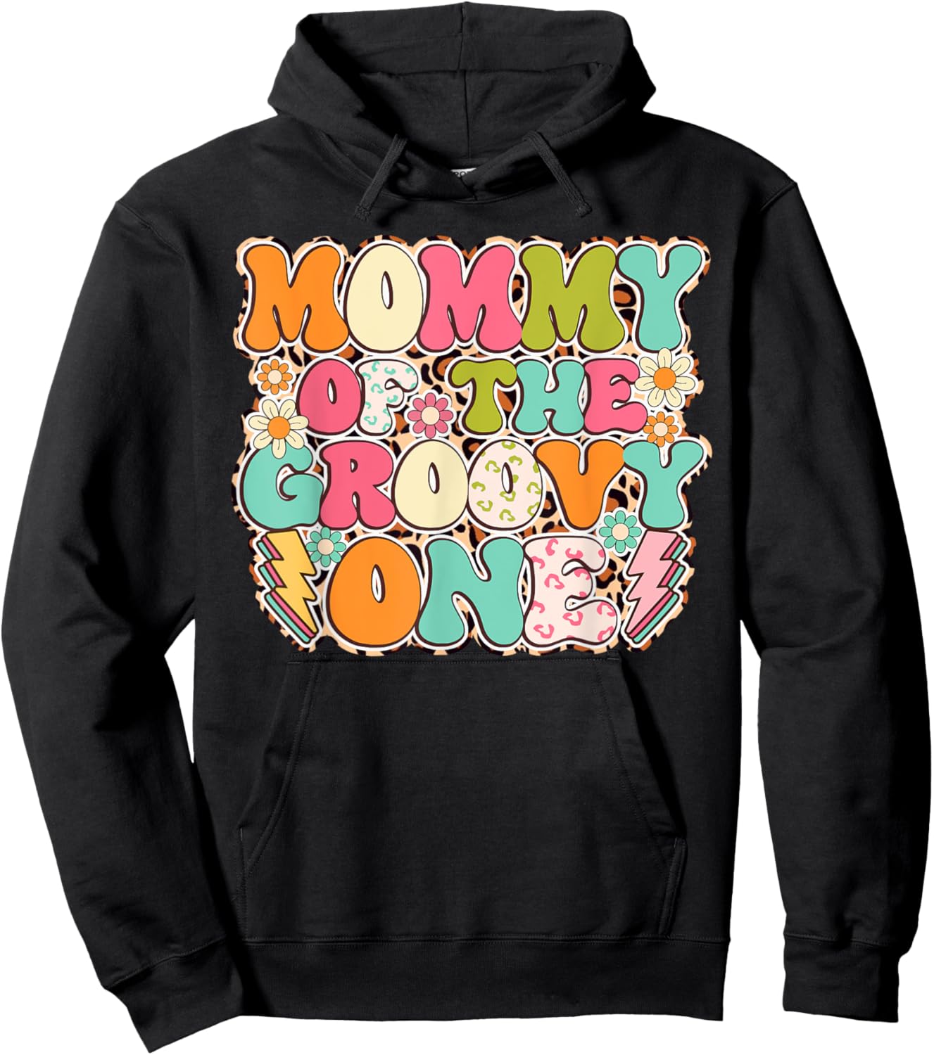 Retro Mommy of Groovy One Matching Family 1st Birthday Party Hoodie - Hoodie | Black