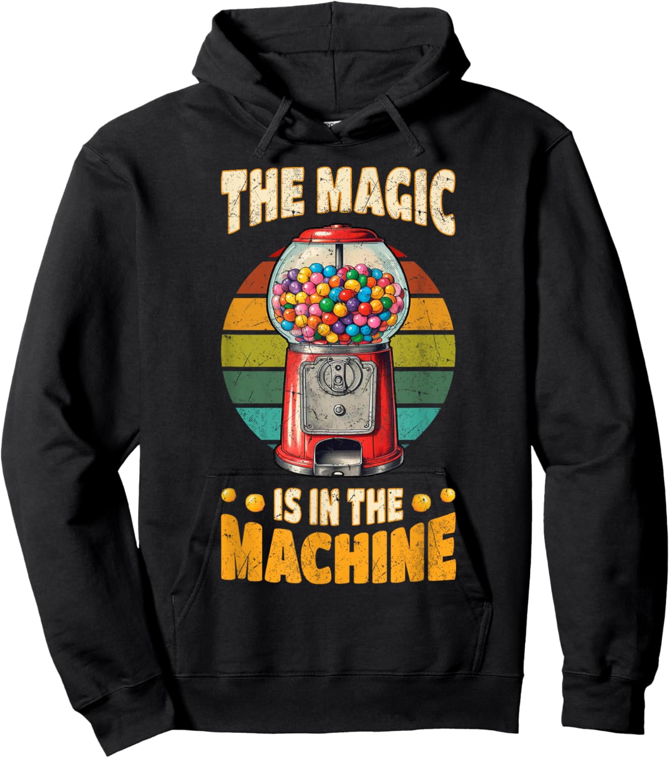 Gumball Machine Candy Bubble Gum Vintage Lover Retro Hoodie - Hoodie | Black