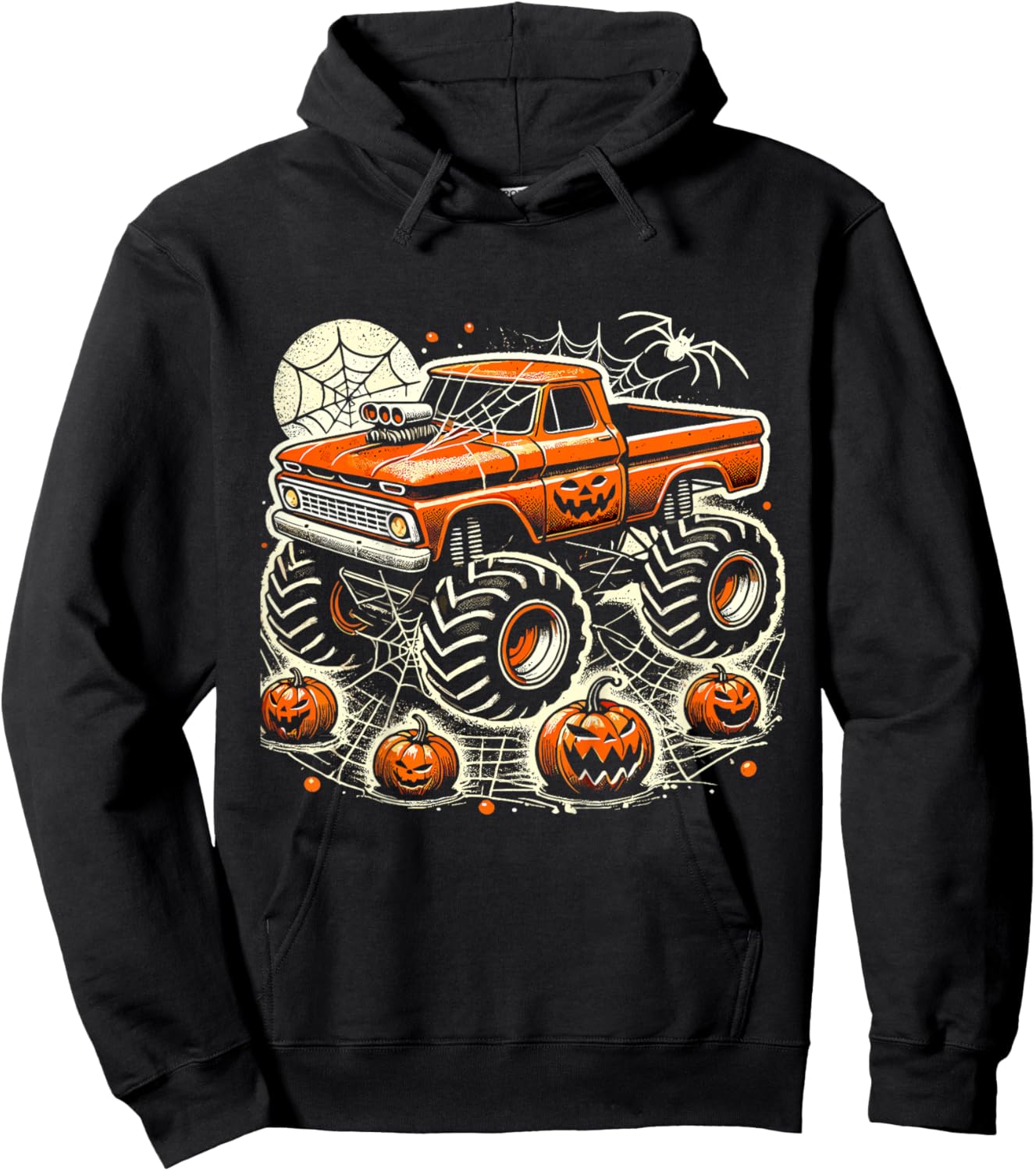 Kids Monster Truck Toddler Halloween Shirts for Kids Spider Web Hoodie - Hoodie | Black