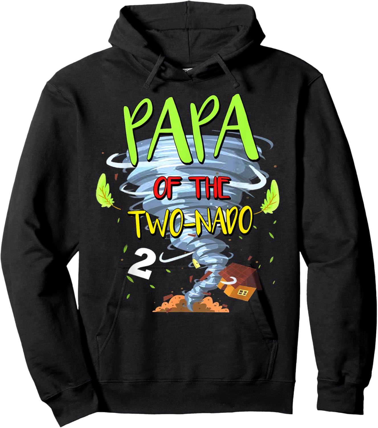 Papa of the Two-nado Tornado Theme 2nd Birthday Party Hoodie - Hoodie | Black