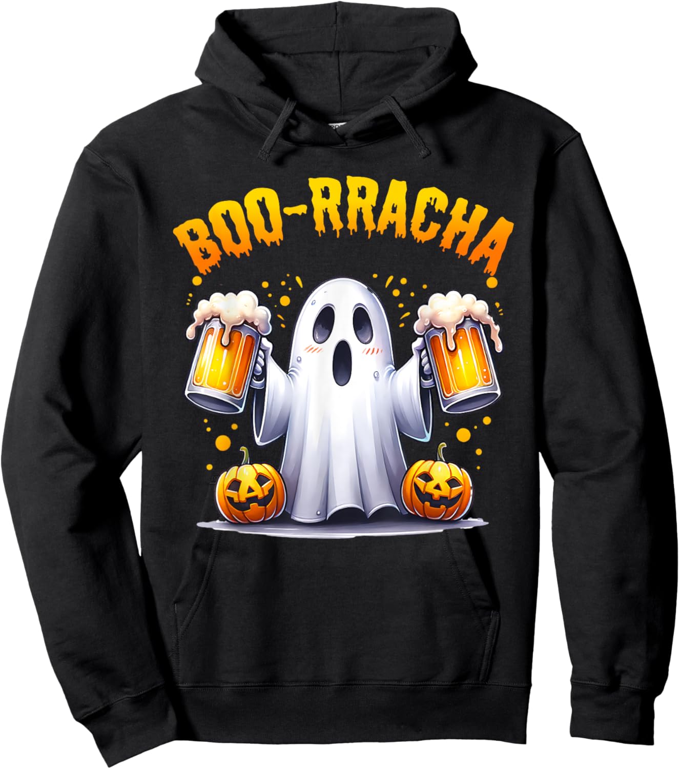Boo-racha Funny Halloween Ghost Beer Design Borracha Hoodie - Hoodie | Black