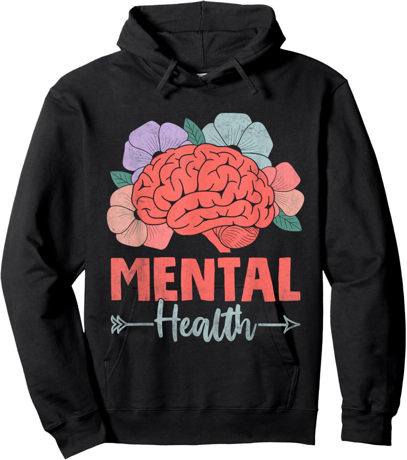 Brain Flower Mental Health Awareness Prevent Suicide Hoodie - Hoodie | Black