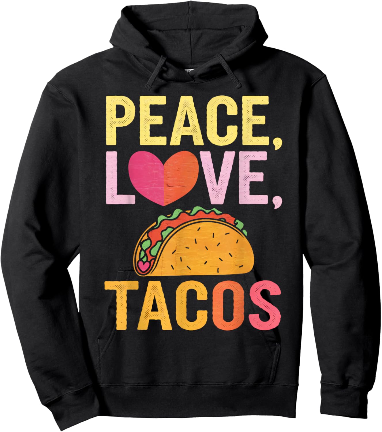 Peace Love Tacos Valentines Day Hearts Men Women Kids Hoodie - Hoodie | Black