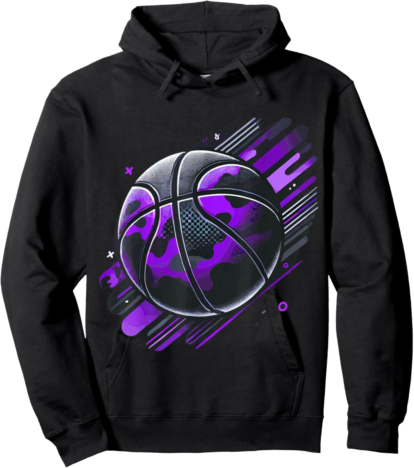 Magical and Funny Basketball Gifts Purple Camouflage Hoodie - Hoodie | Black