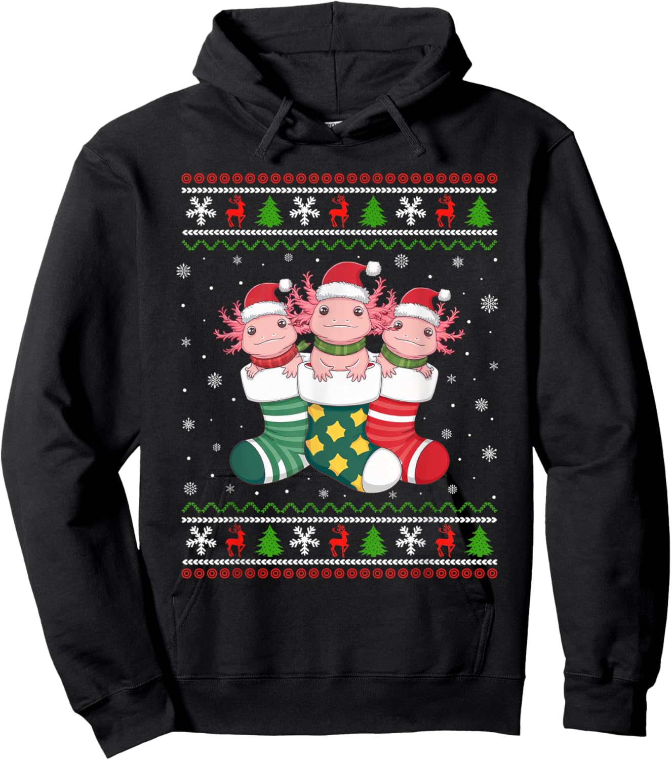 Ugly Xmas Sweater Axolotl In Christmas Socks Hoodie - Hoodie | Black