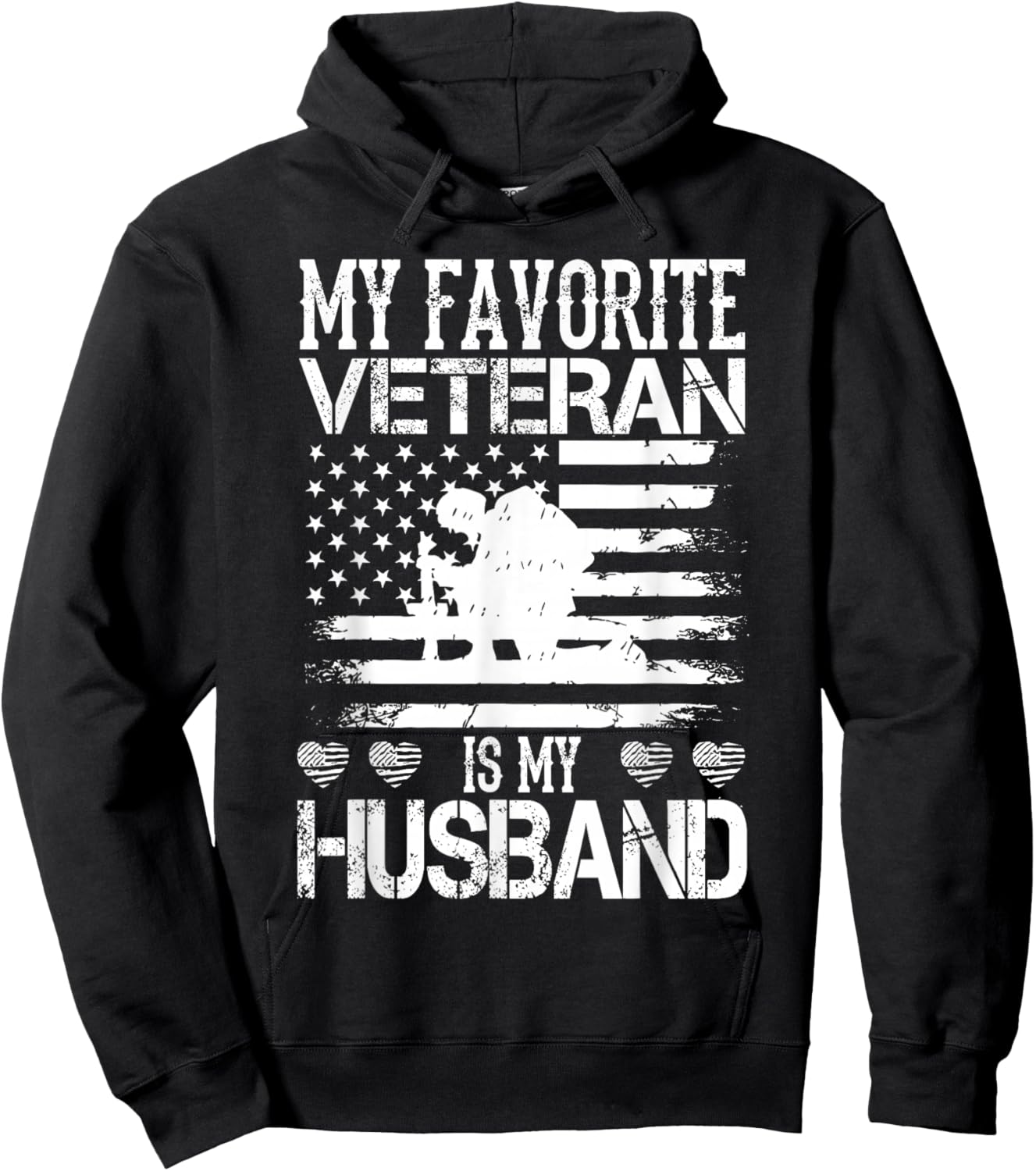 My Favorite Veteran is My Husband Military Veterans Day Hoodie - Hoodie | Black