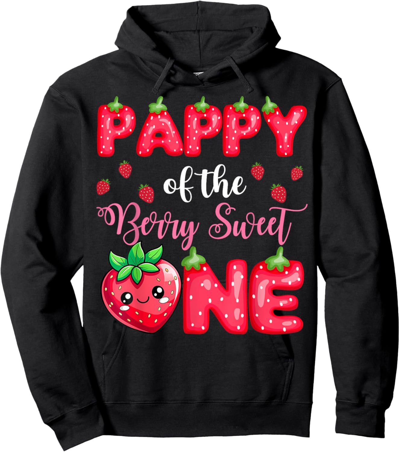 Pappy Of The Berry Sweet One 1St Birthday Strawberry Hoodie - Hoodie | Black