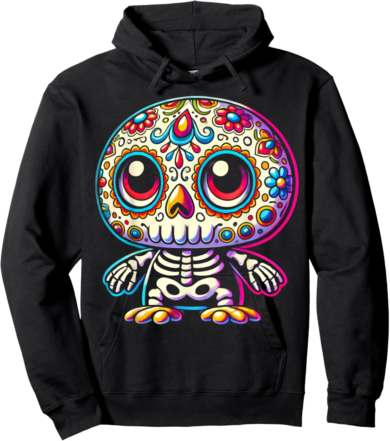 Adorable Día de Muertos Sugar Skull Penguin Day of the Dead Hoodie - Hoodie | Black