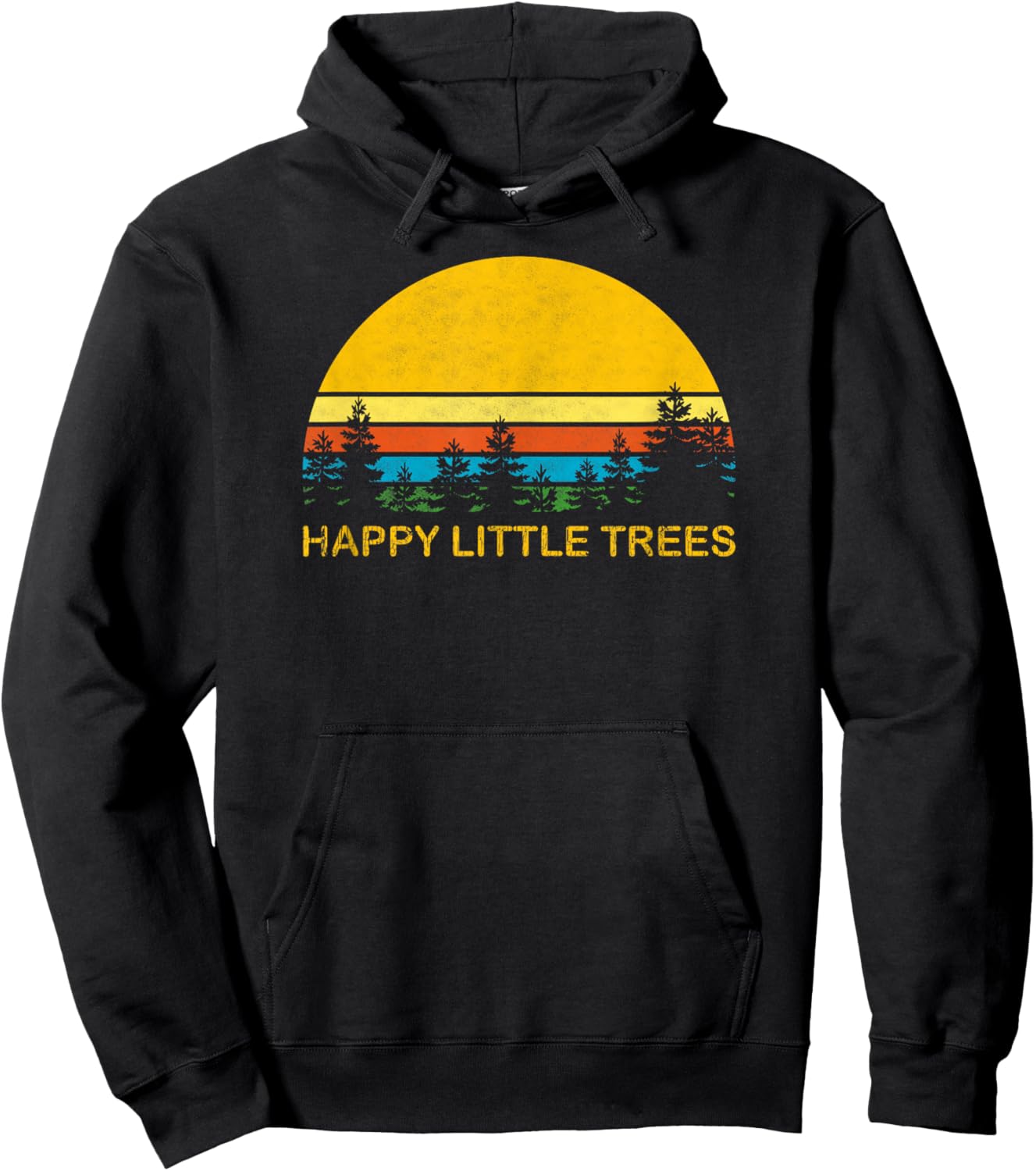 Happy Little Trees Vintage Hoodie - Hoodie | Black