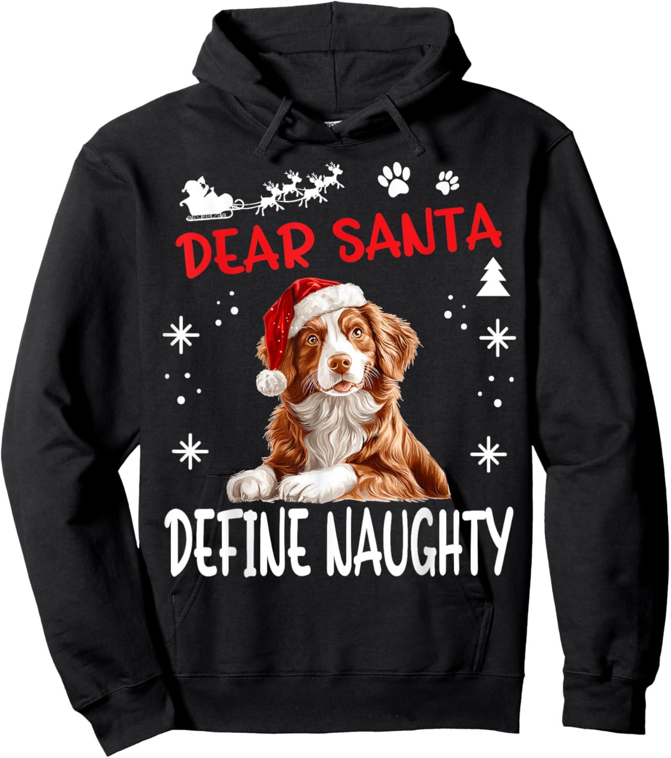 Cute Nova Scotia Duck Tolling Retriever Dog Christmas Dear Hoodie - Hoodie | Black
