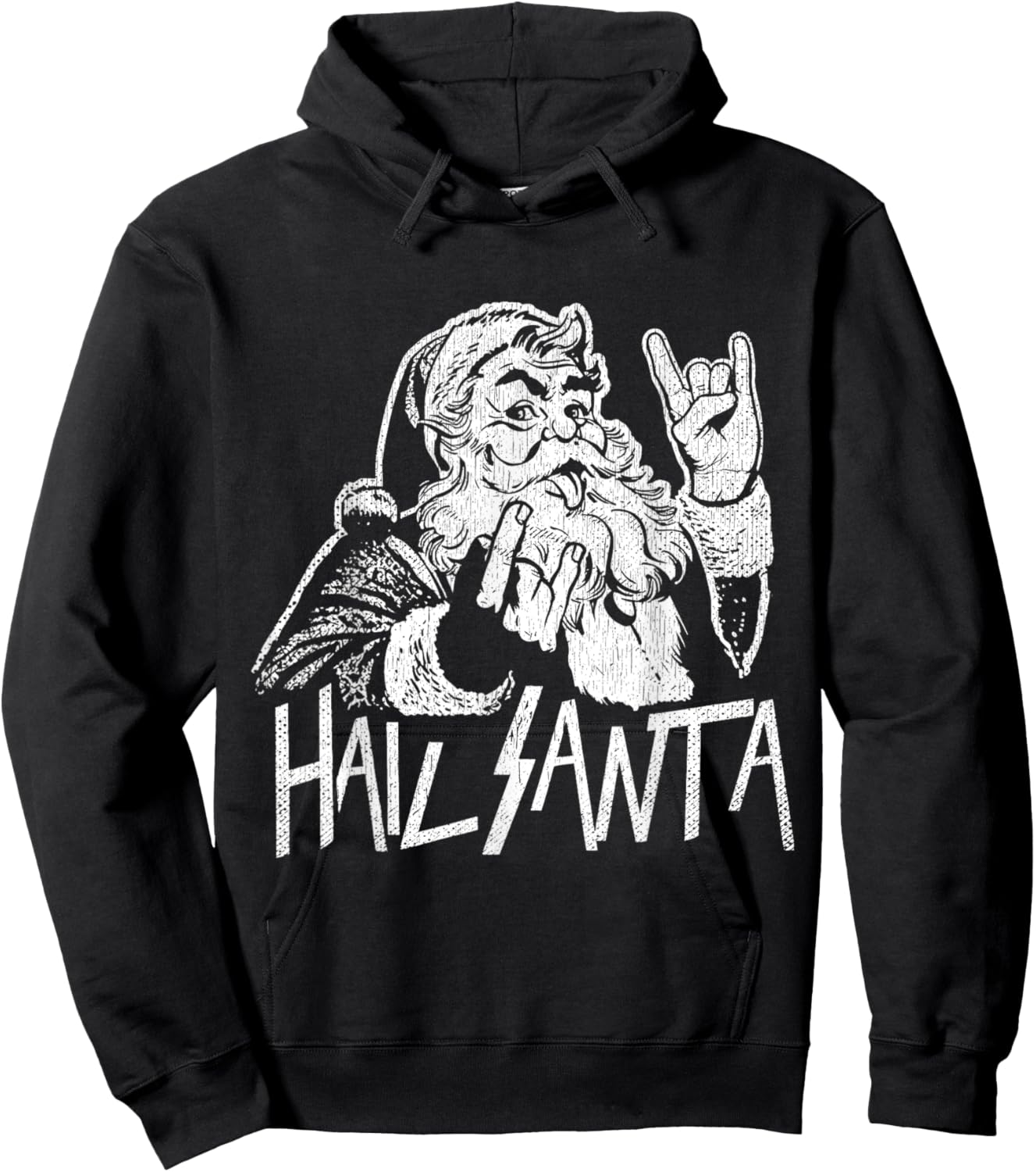 Hail Santa Heavy Metal Goth Sarcastic Rock Band Christmas Hoodie - Hoodie | Black