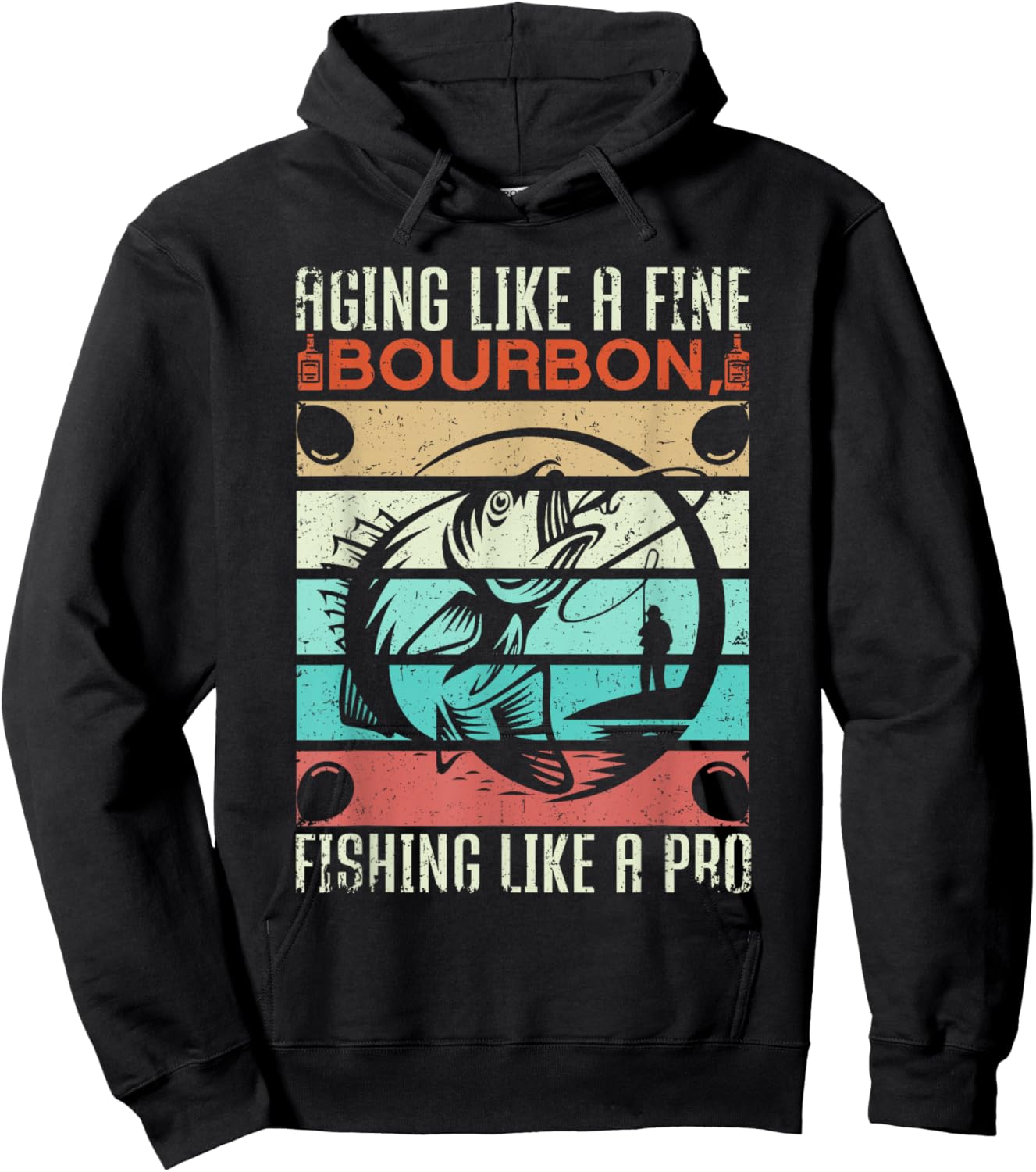 Aging Like Fine Bourbon Fishing Like A Pro Birthday Fishing Hoodie - Hoodie | Black