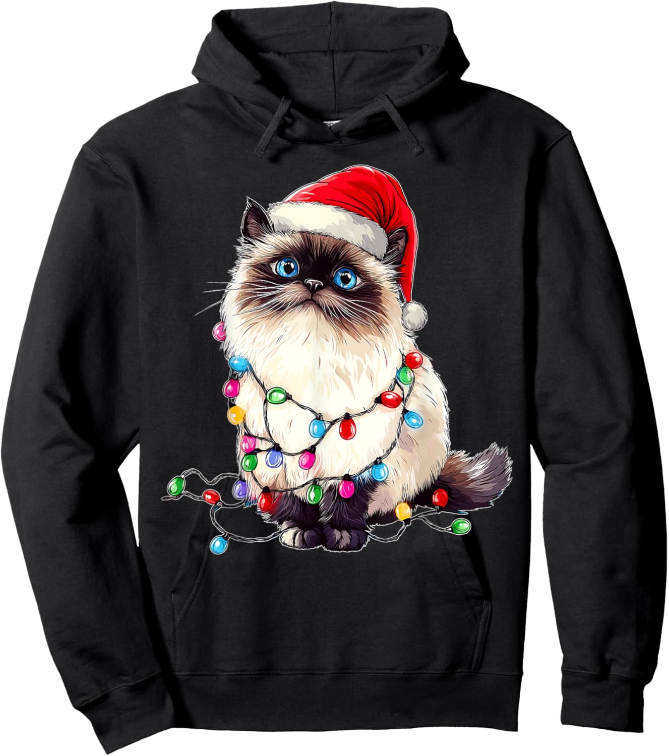 Himalayan Cat Christmas Hat Xmas Hoodie - Hoodie | Black