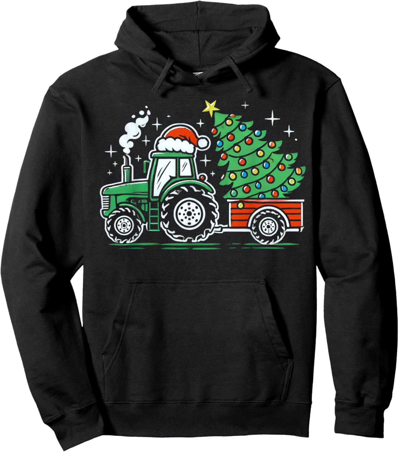 Farm Truck Christmas Tree Tractor Farmer Xmas Boys Kids Hoodie - Hoodie | Black