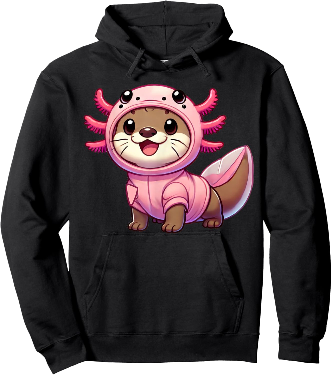 Kawaii Otter Axolotl Costume Hoodie - Hoodie | Black