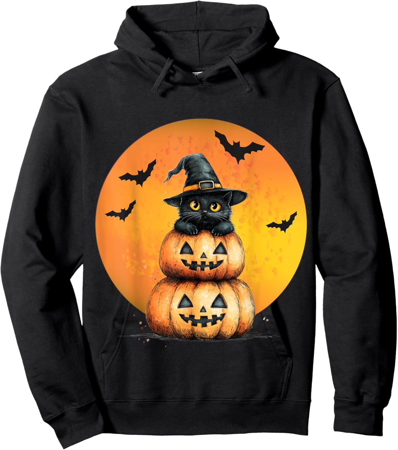 Halloween Cat Black Cat Halloween Scary Cat Angry Cat Funny Hoodie - Hoodie | Black