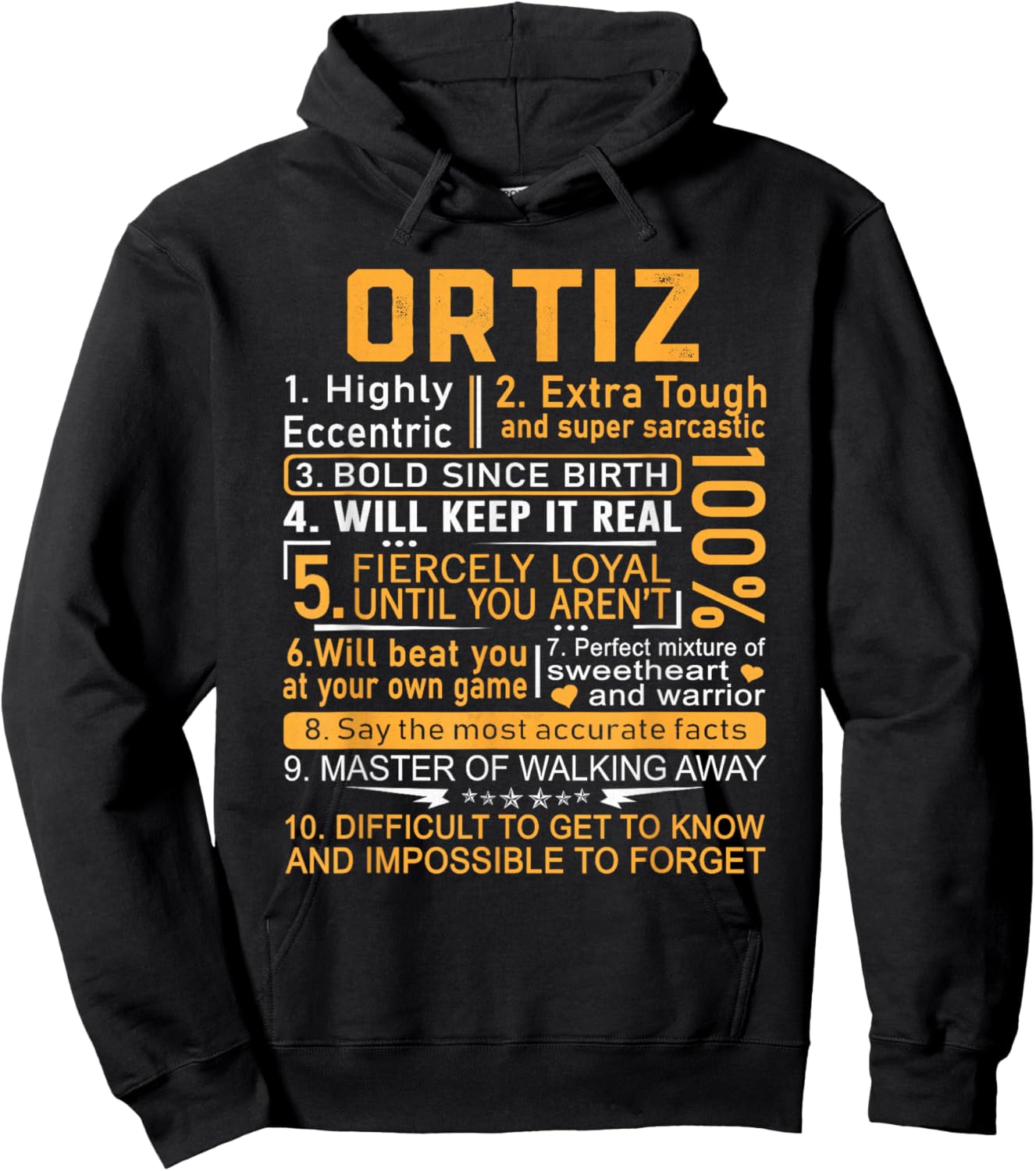 Ortiz Name Shirt Personalized Ortiz Last Name Hoodie - Hoodie | Black
