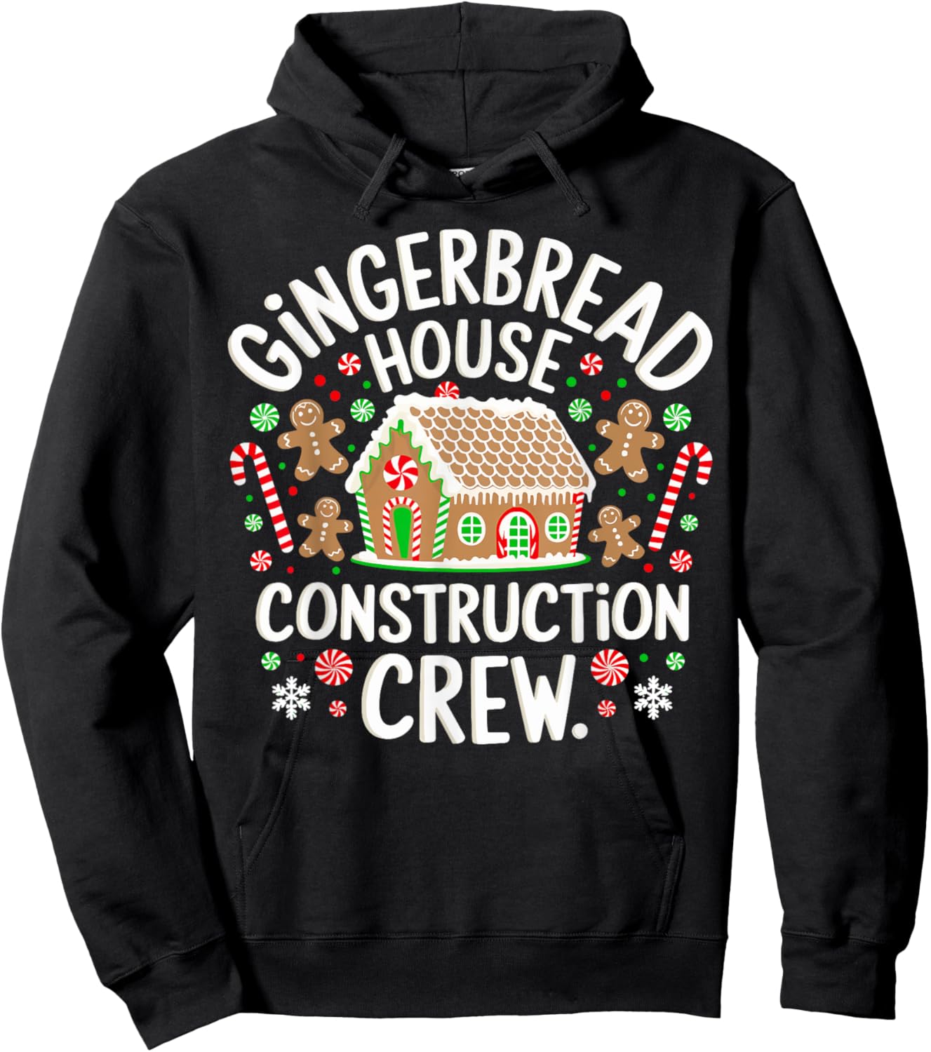 Baking Xmas Gingerbread House Construction Crew Decorating Hoodie - Hoodie | Black