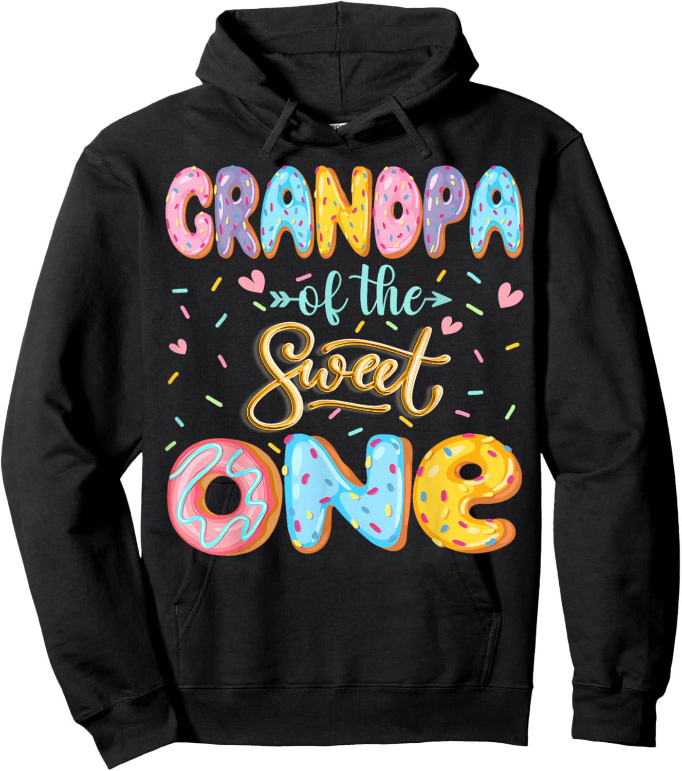 Grandpa Of The Sweet One 1St Birthday Girl Donut Lover Hoodie - Hoodie | Black