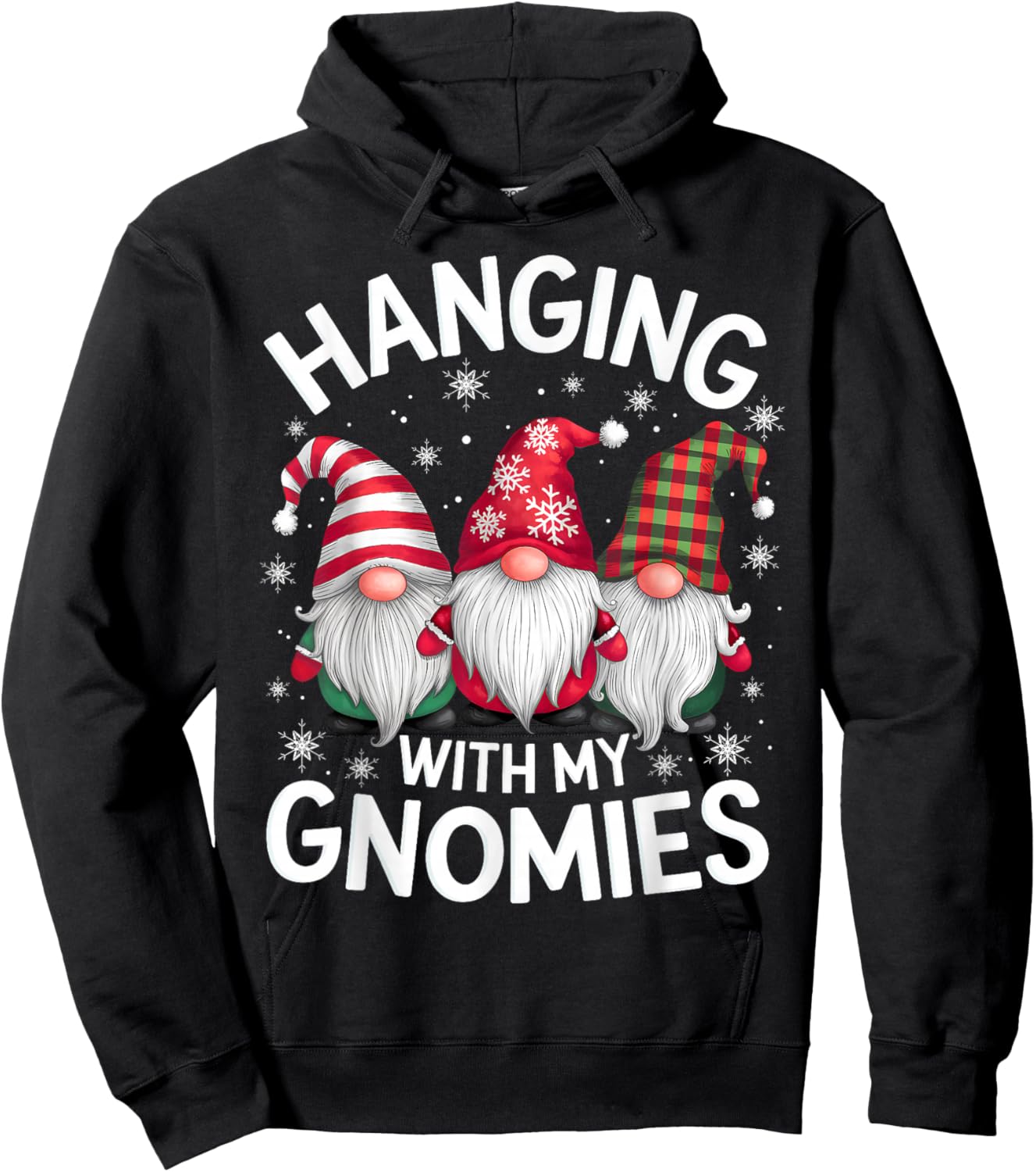 Hanging With My Gnomies Family Christmas Gnome Xmas Holiday Hoodie - Hoodie | Black