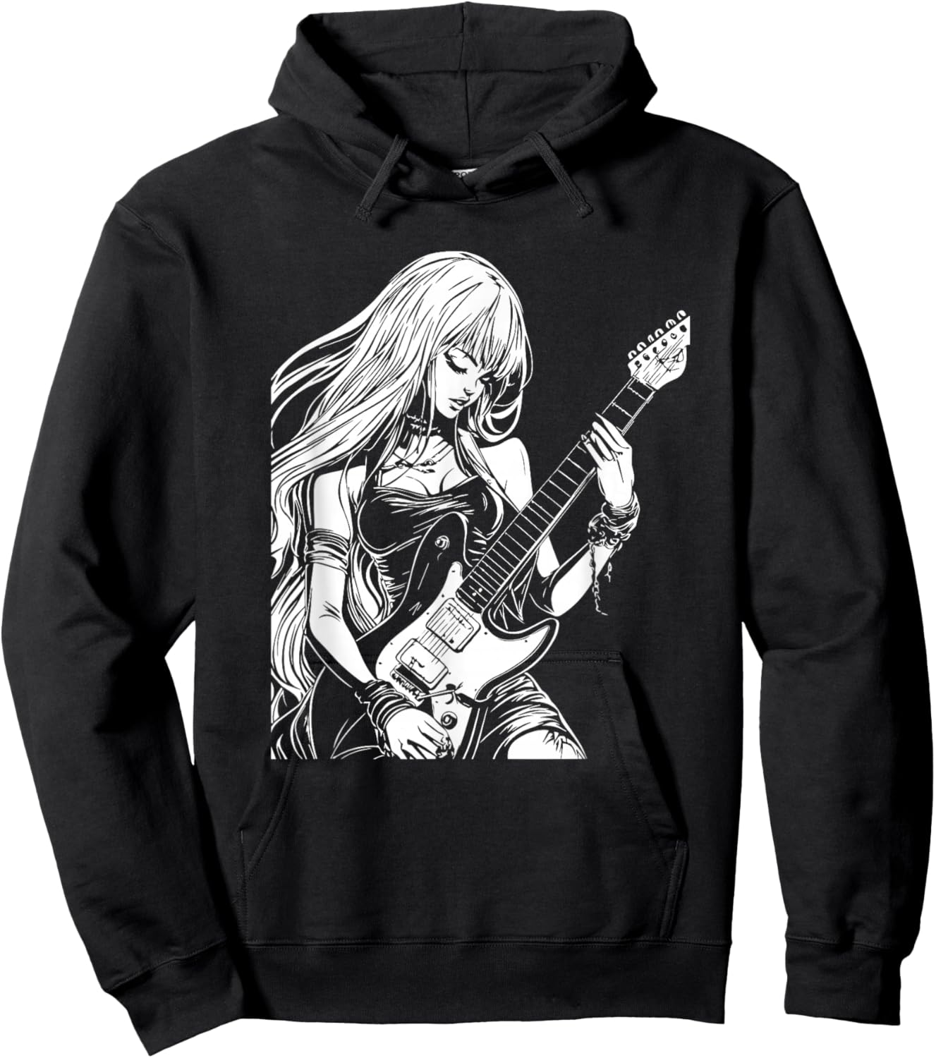 Anime Aesthetic Soft Grunge Waifu Anime Rock Girl Hoodie - Hoodie | Black
