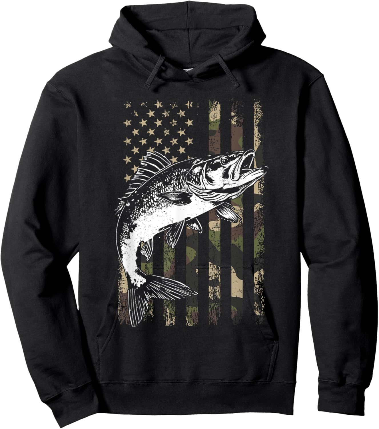 Walleye camo American flag Hoodie - Hoodie | Black