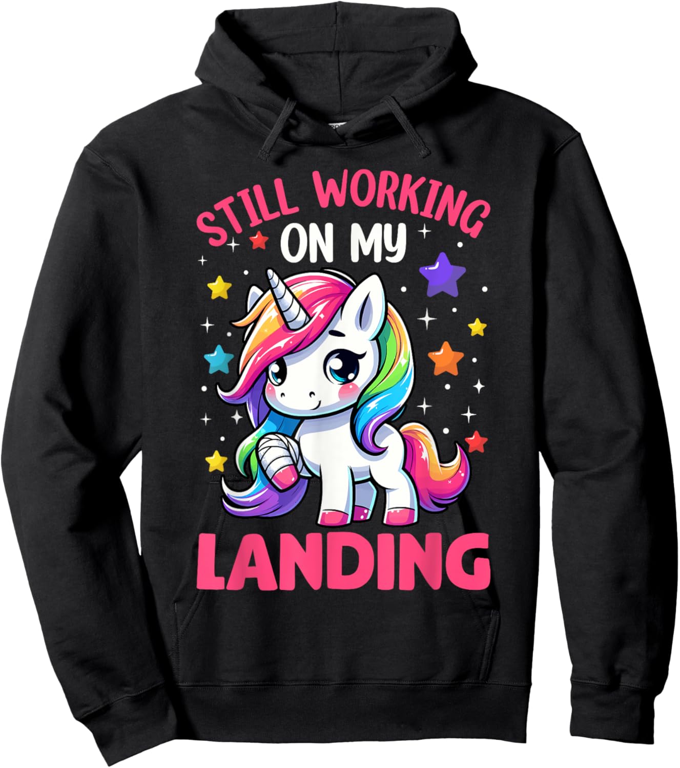 Still Working On My Landing Injury Broken Arm Cute Unicorn Hoodie - Hoodie | Black