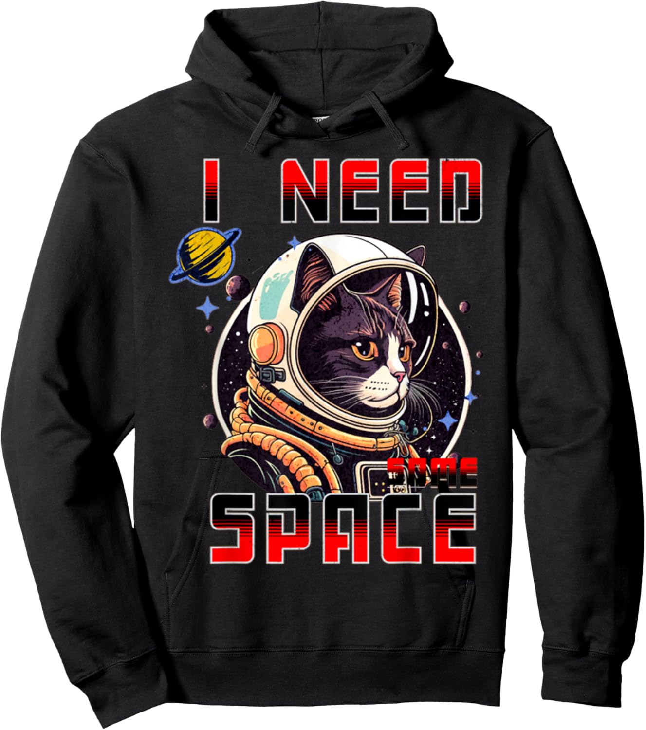 Vintage I Need Space Retro Cat Astronaut Space Gifts Hoodie - Hoodie | Black