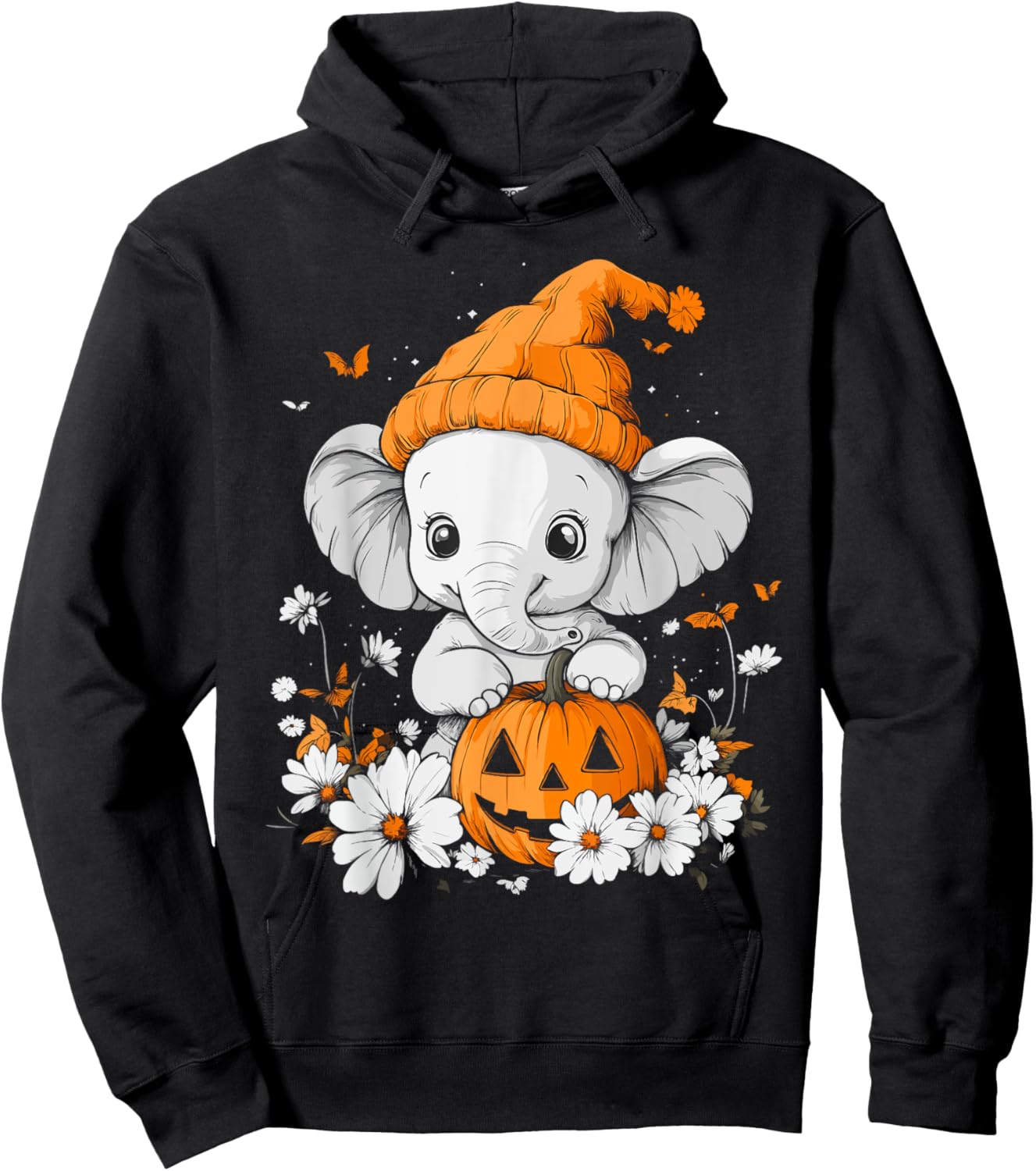 Halloween Pumpkin Flower Girls Boys Kids Elephant Halloween Hoodie - Hoodie | Black