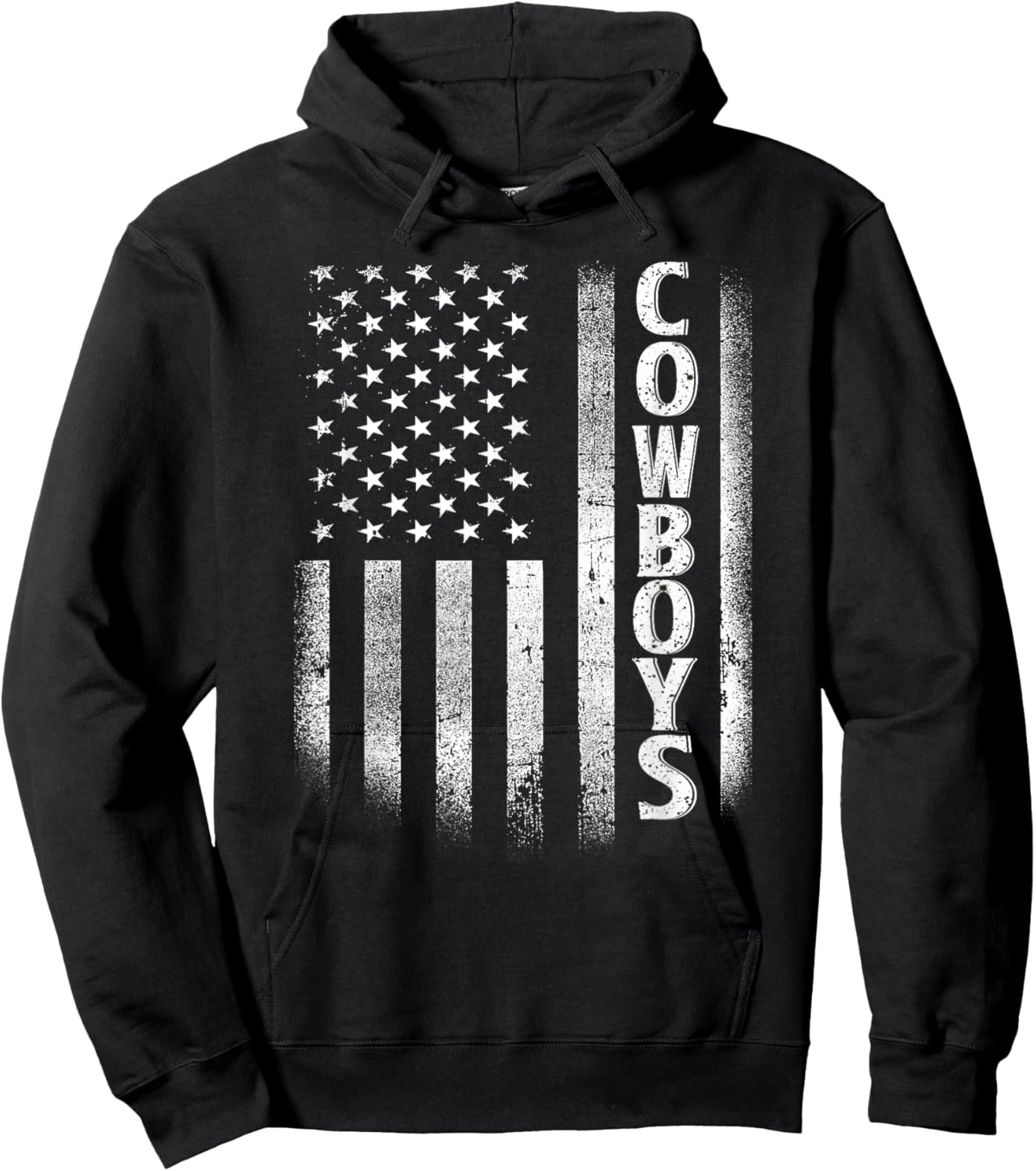 Cowboys USA Flag Patriotic. Design Women Girls Kids Hoodie - Hoodie | Black