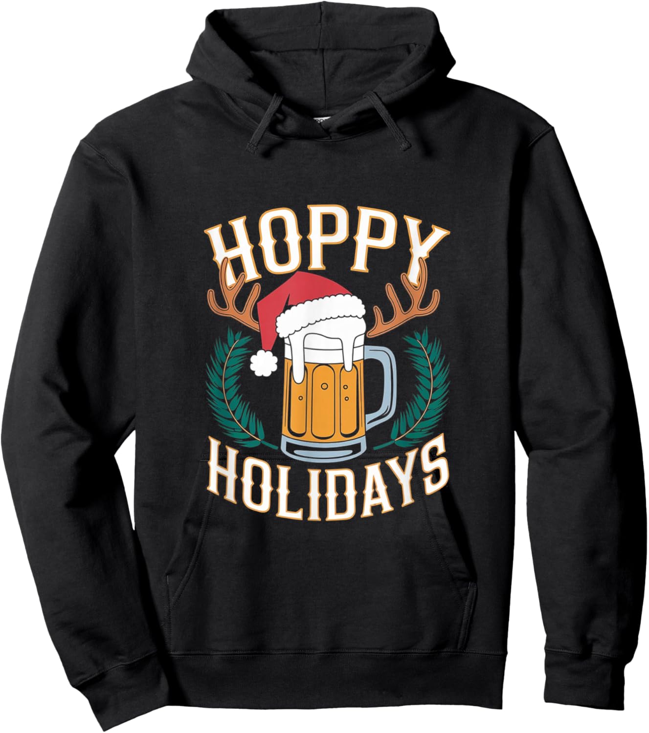 Hoppy Holidays Funny Christmas Beer Hoodie - Hoodie | Black