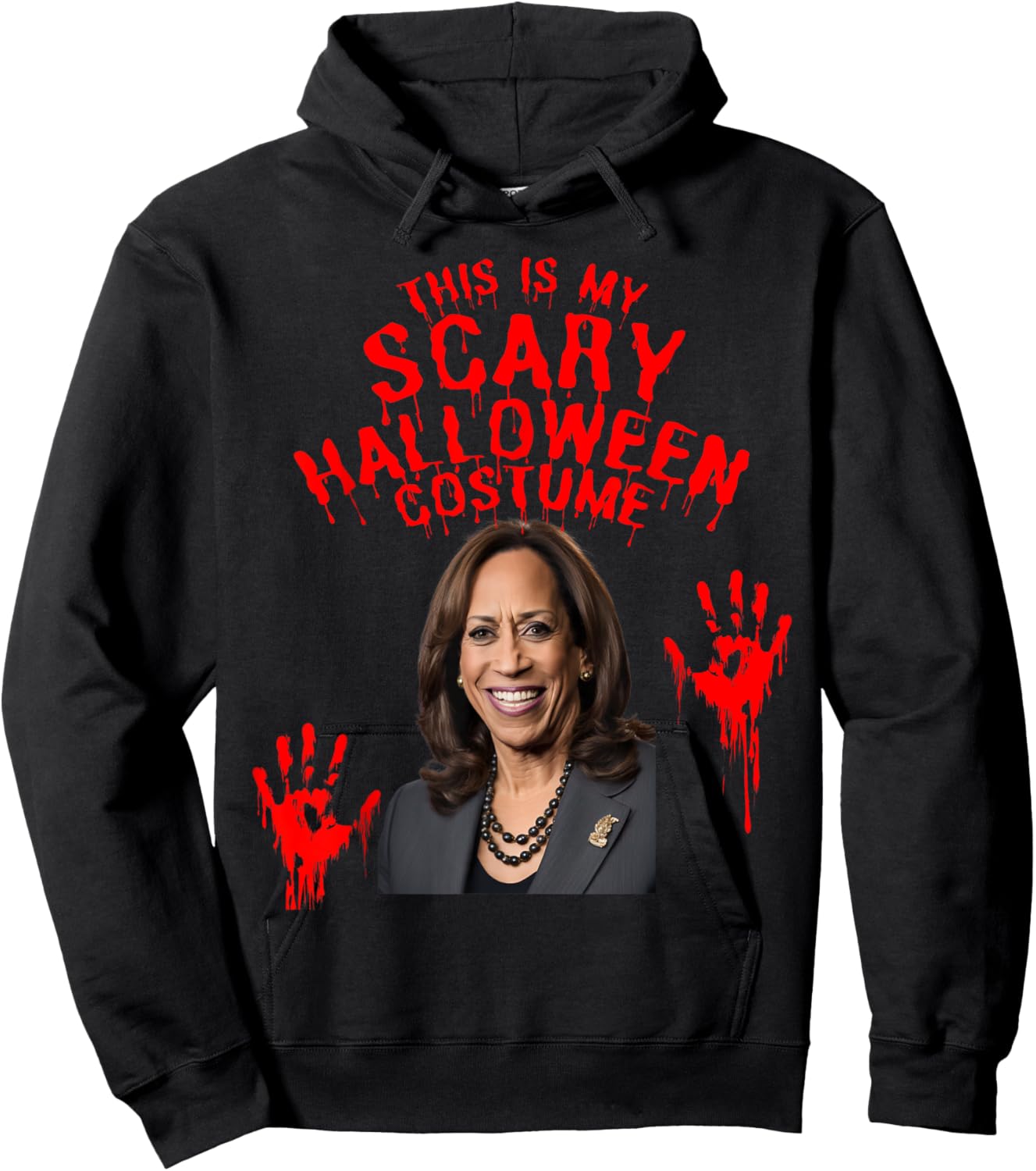 Funny Kamala Harris Scary Halloween Gag President Costume Hoodie - Hoodie | Black