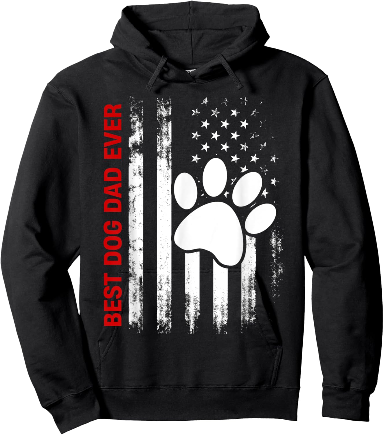 Best Dog Dad Ever American Flag for Best Father Hoodie - Hoodie | Black