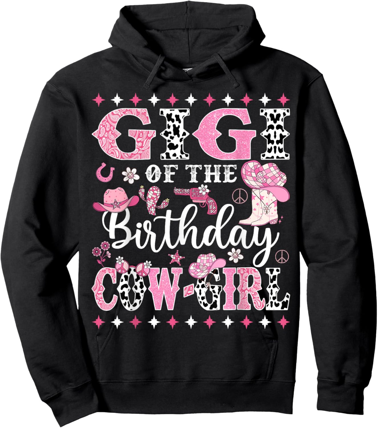 Cowgirl Birthday Matching Family Gigi Of The Birthday CowGirl Rodeo -Kids, -Adults Black Small Short Sleeve Hoodie - Hoodie | Black
